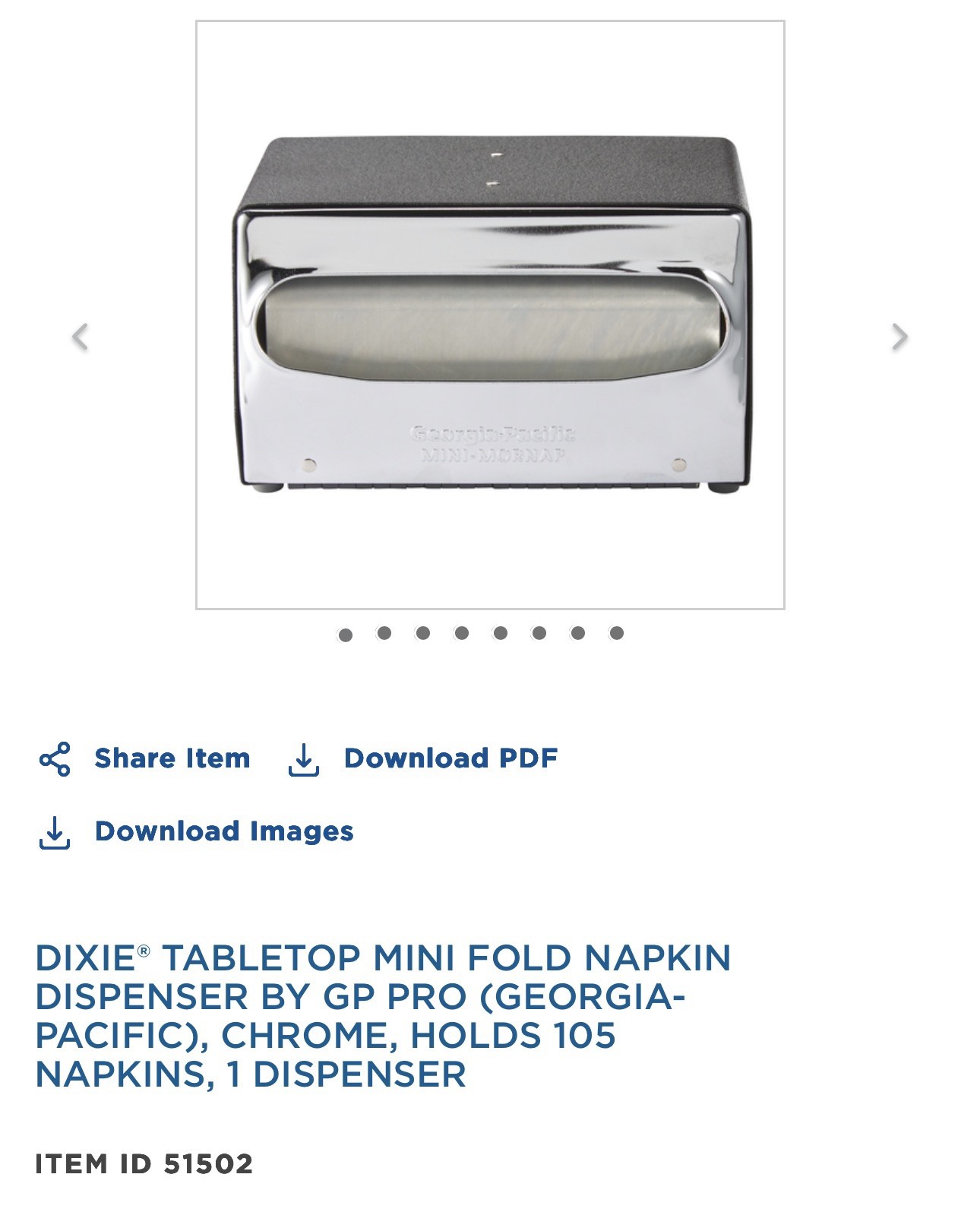 Dixie Table Top Napkin Dispenser Georgia pacific 51502
