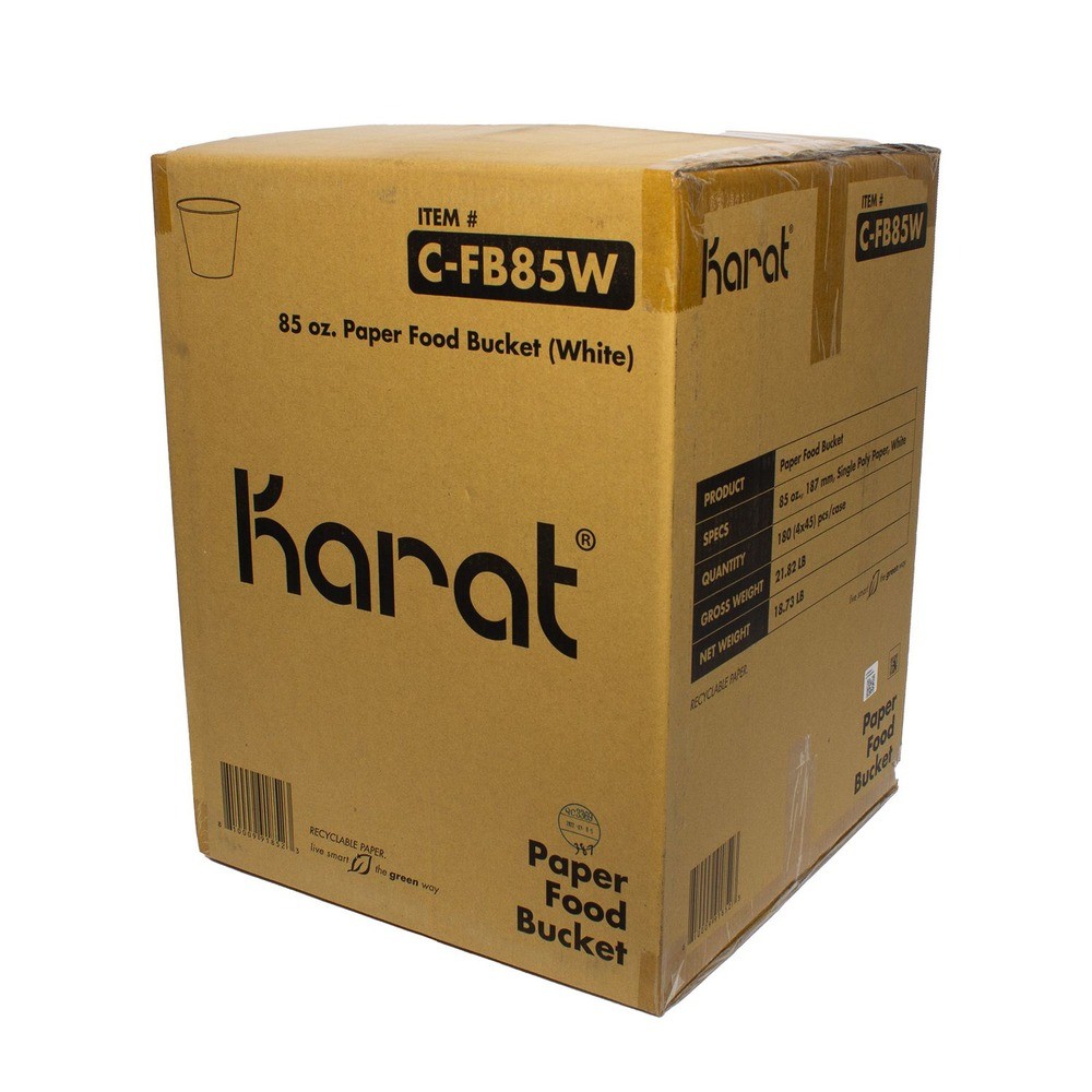 Karat CFB85W 7.36″ Dia x 6″h 85 oz Paper Food Bucket – White (180/CT) New