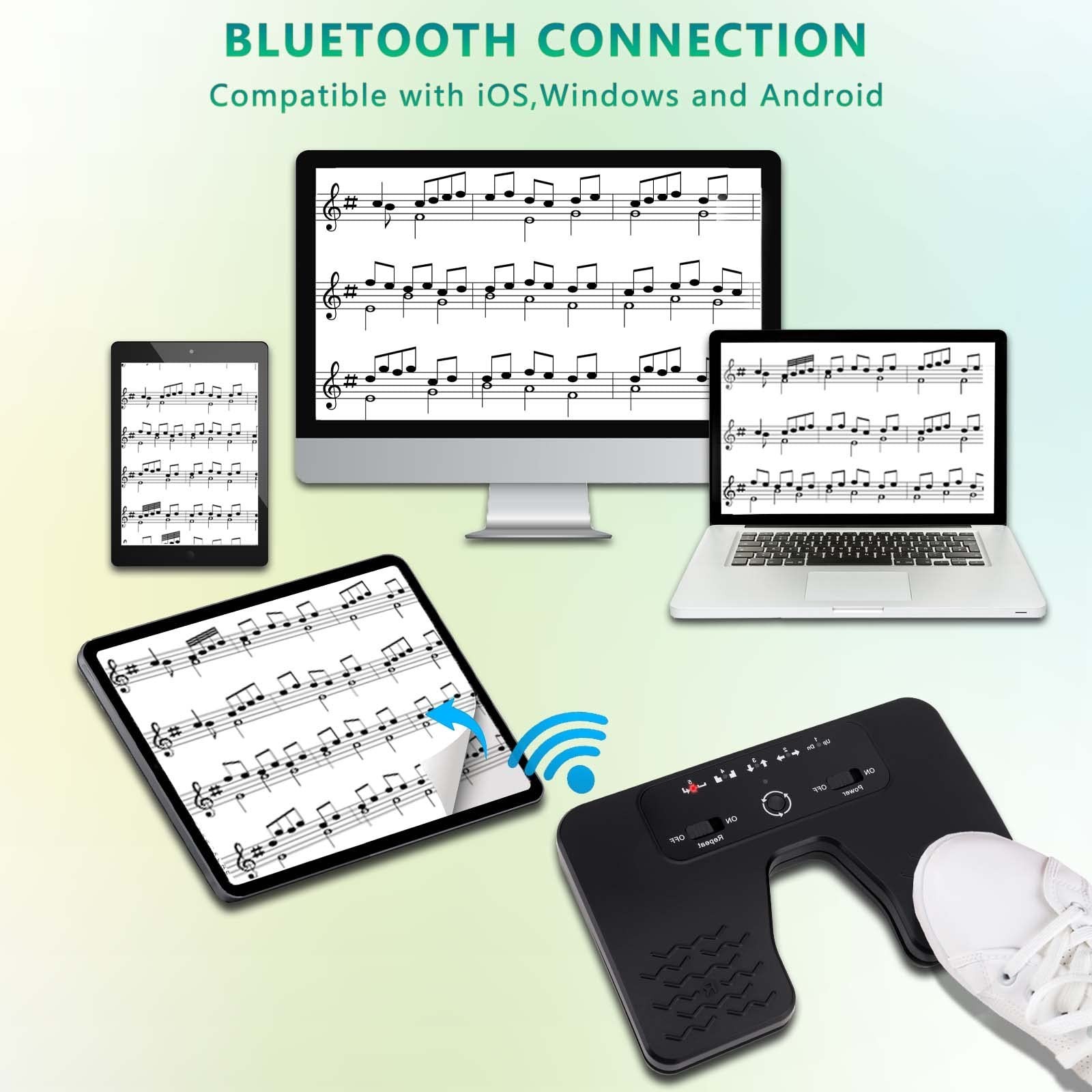 Wireless Foot Pedal Double Switch Music Page Turner for Tablets Smartphones R…