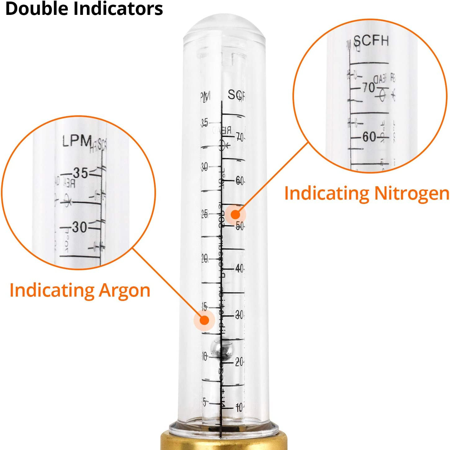 1/4in Flare Nitrogen Flow Indicator 1/4 FxM Brazing Purge Gauge 3-4 CFH HVAC Kit