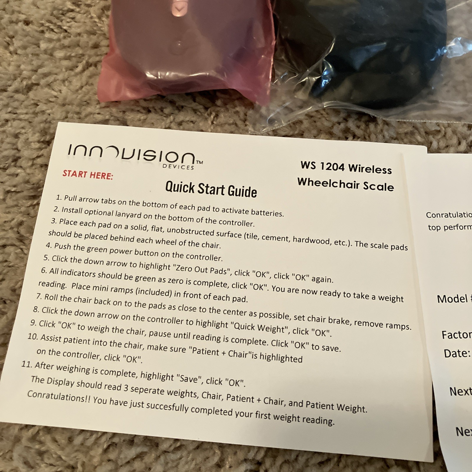 Innovision Devices Digital Wireless Wheelchair Scale WS-1204 1200lb