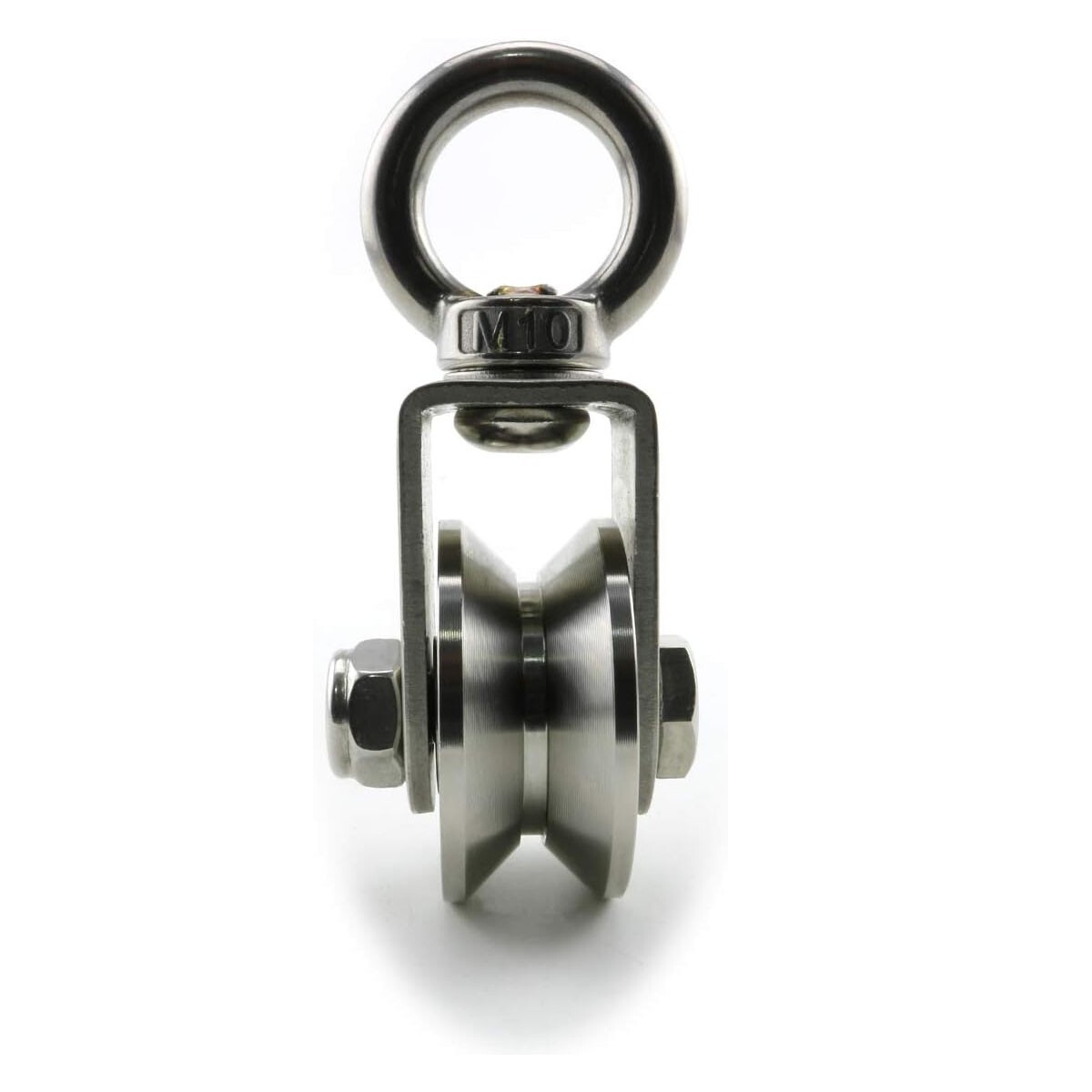 1Pc M10 V Groove Roller Wheel Swivel Cable Rope Wire Pulley Block Bearing Steel