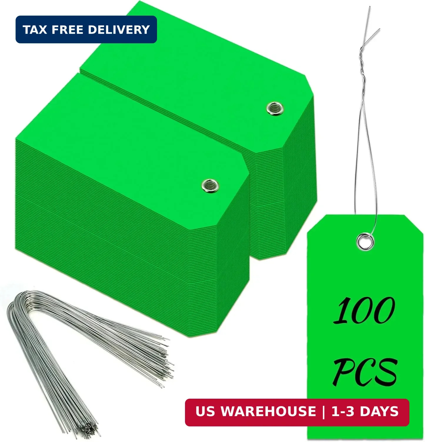 100 Pieces Plastic Shipping Tags with Reinforced Wire Blank Heavy Duty Shipping