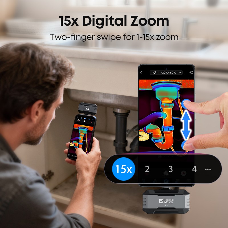 320*240 X³IR Resolution P1 Thermal Imaging Camera IOS&Android 600℃ Type-C 25Hz