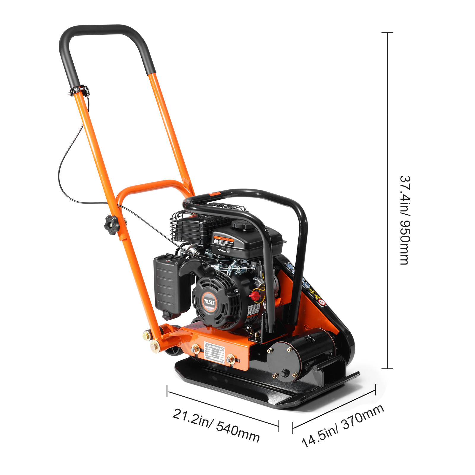 2.8hp Walk-Behind Vibratory Plate Compactor Soil Dirt Rammer 78.5cc EPA Engine