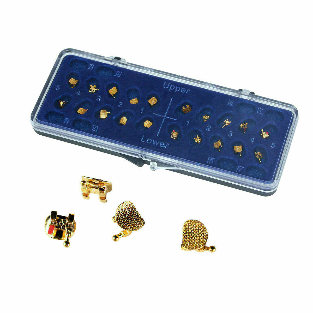 10Packs Dental Bracket Braces 24K Gold Plated Orthodontics MN 022 MBT 3.4.5 Hook