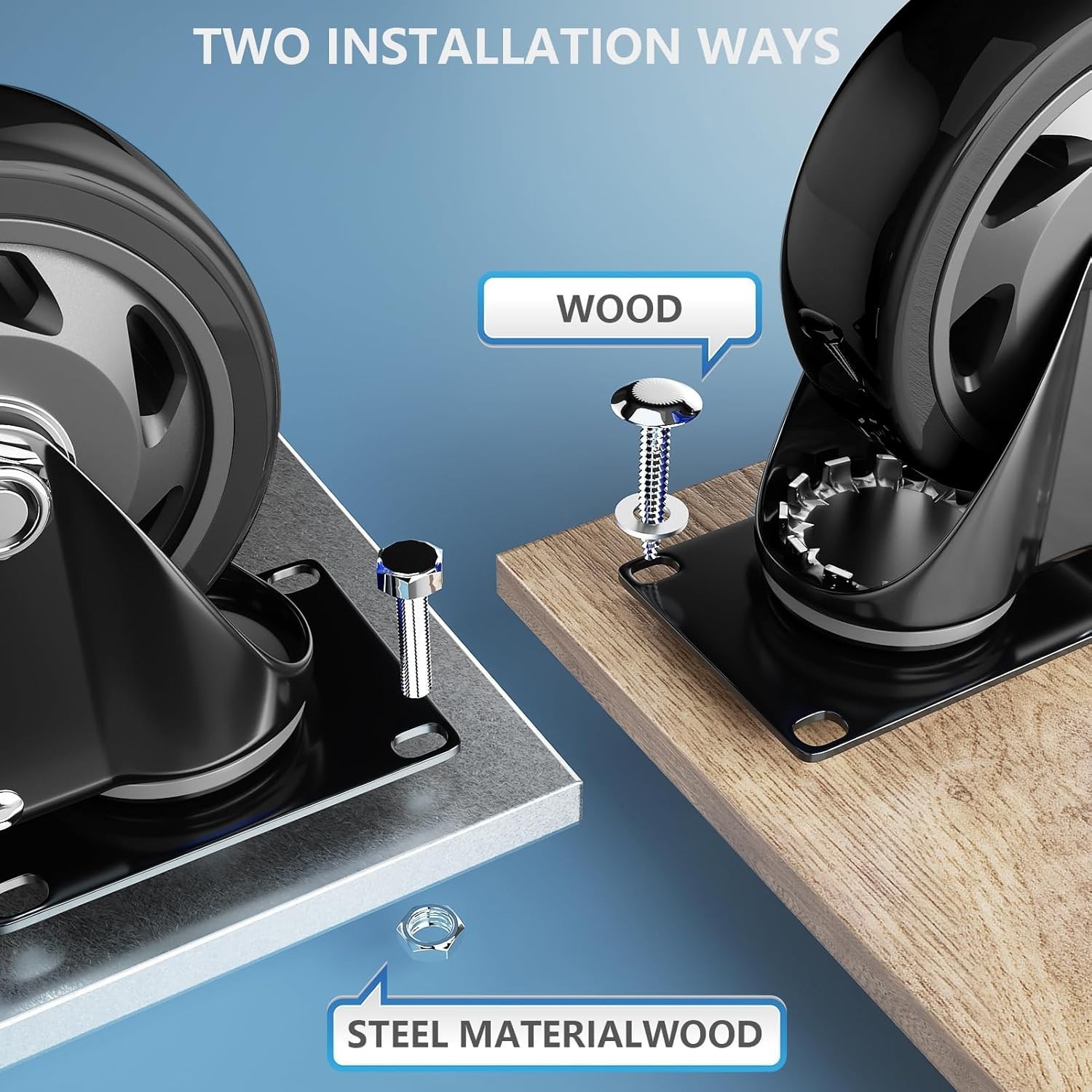 Versatile 4-Inch Heavy Duty Casters – Ideal for DIY Furniture Projects (4-Pack)