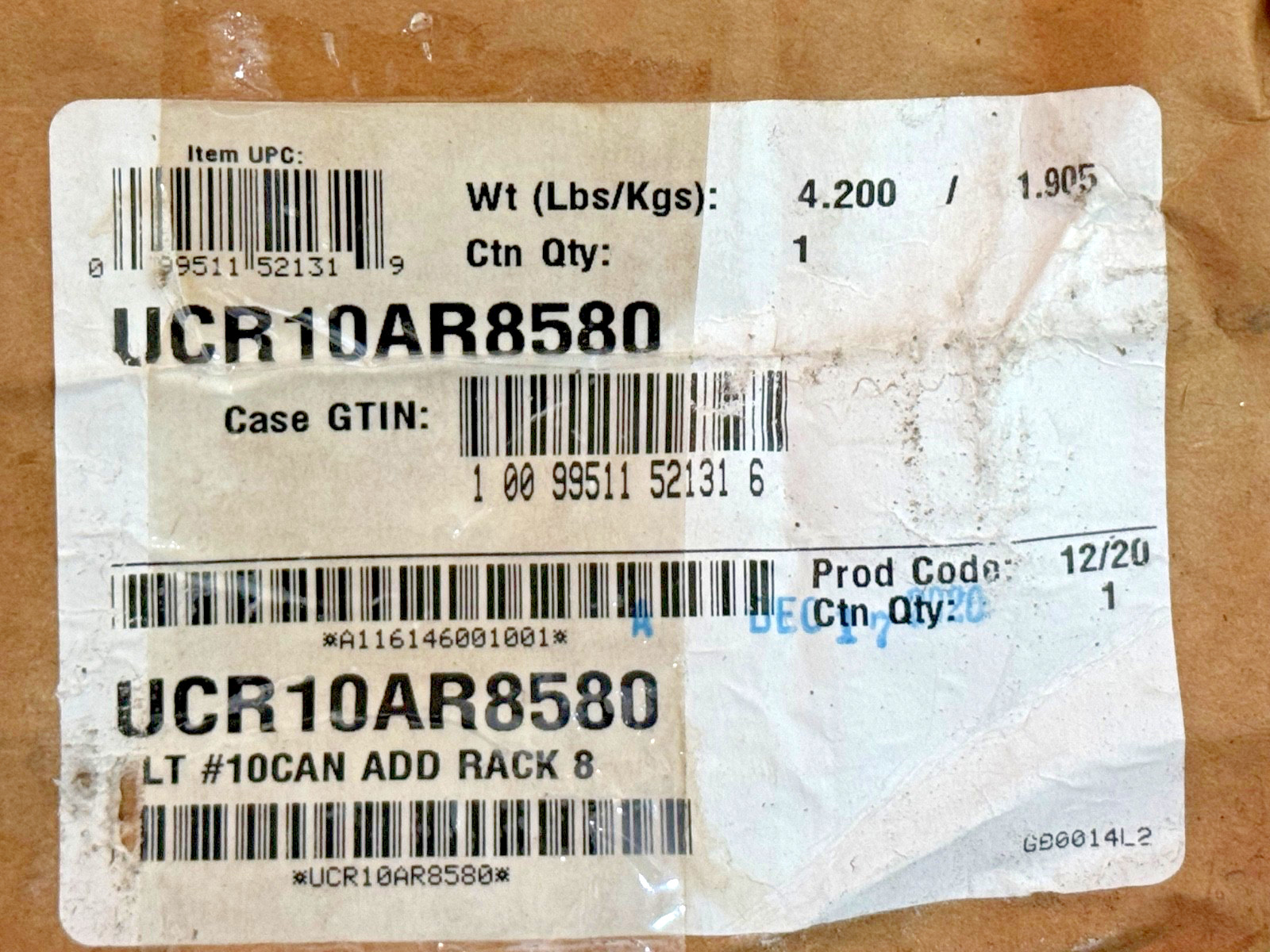 Lot of (4) Cambro UCR10AR8580 Camshelving® Ultimate #10 Can Single Add-On Racks