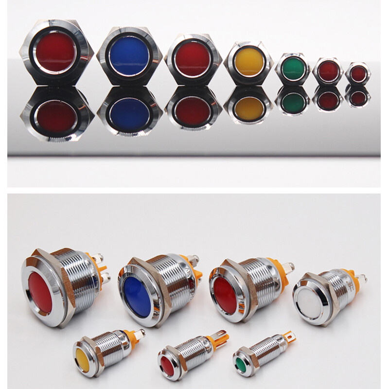 LED Indicator 8/12/16/19/22mm Waterproof Metal Pilot Dash Light Panel Lamp AC/DC