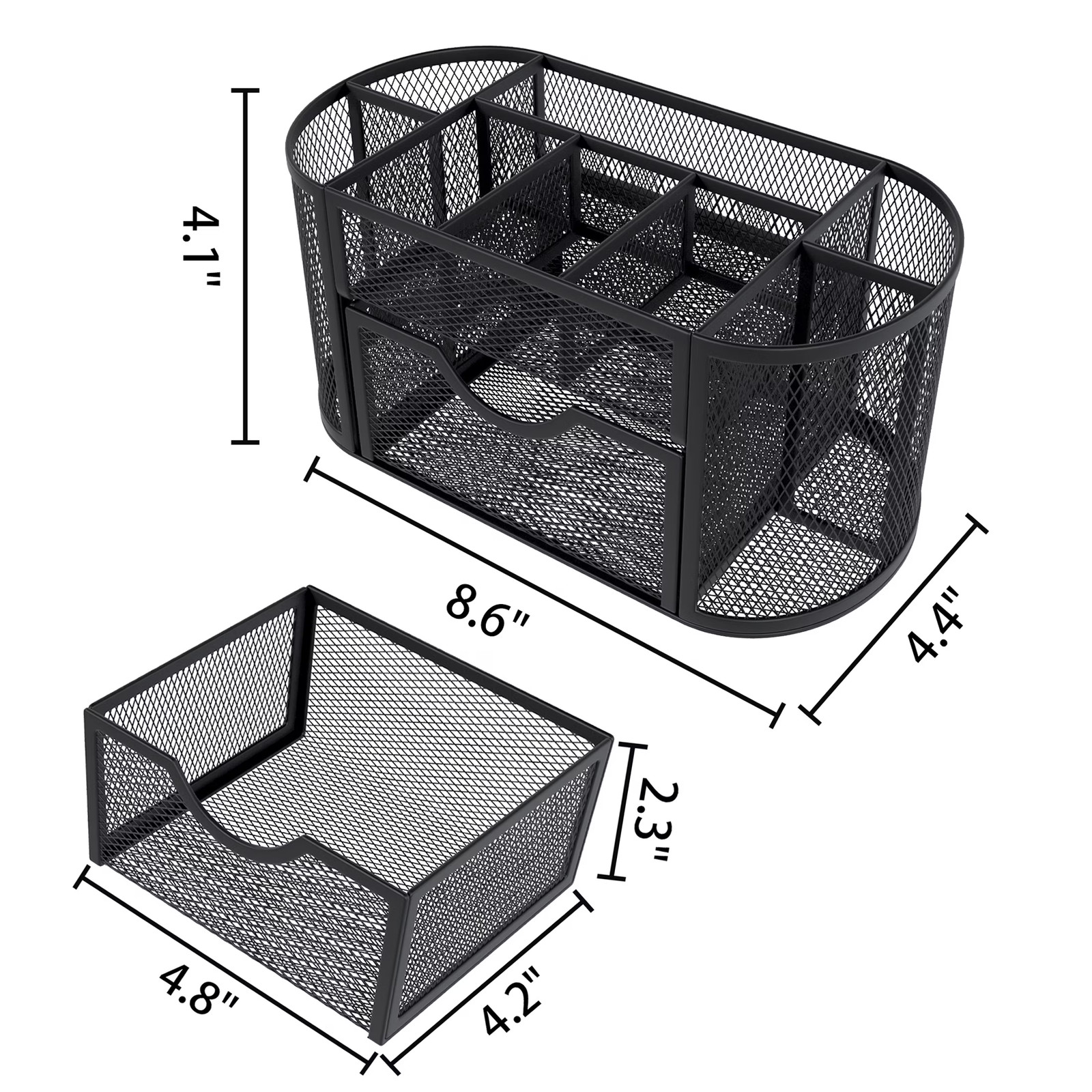 GARITIN Mesh Desk Organizer Pen Holder with Drawers Pencil Holder Office Black