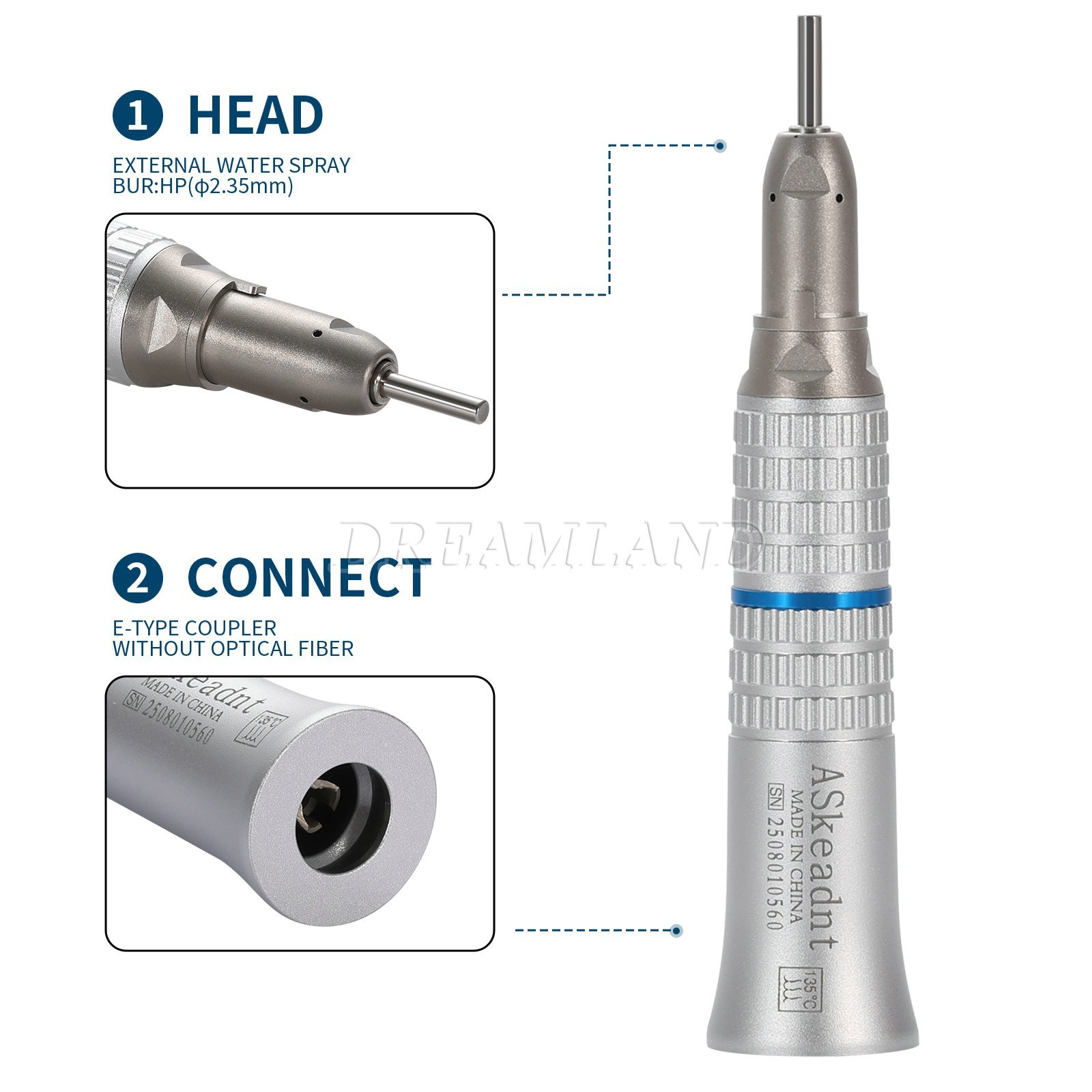 NSK Style Dental Slow Low Speed straight Handpiece Latch type E-Type connector