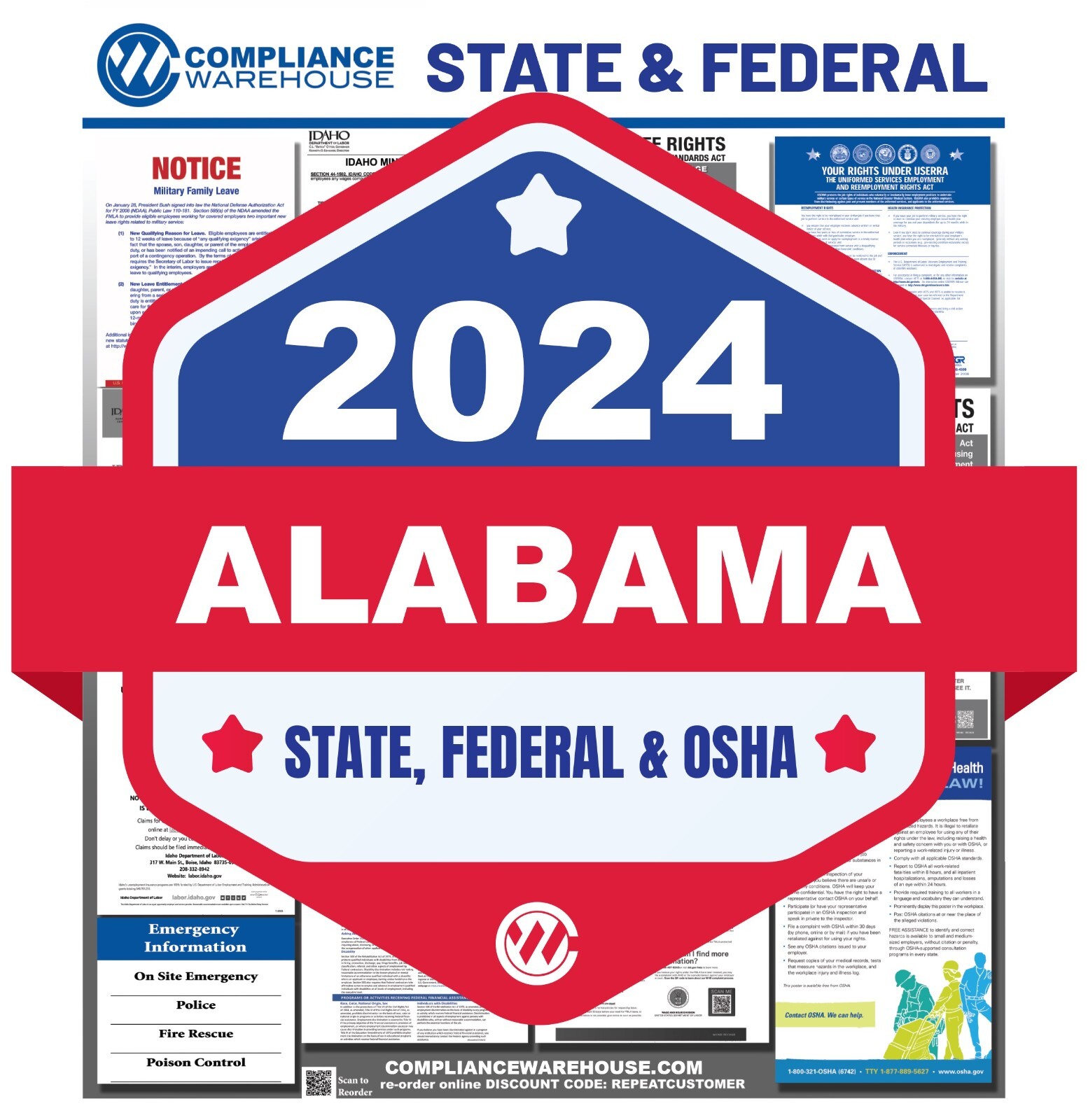 2024 Alabama State/Federal Labor Law in 1 Compliance Poster Nonlaminate/Laminate