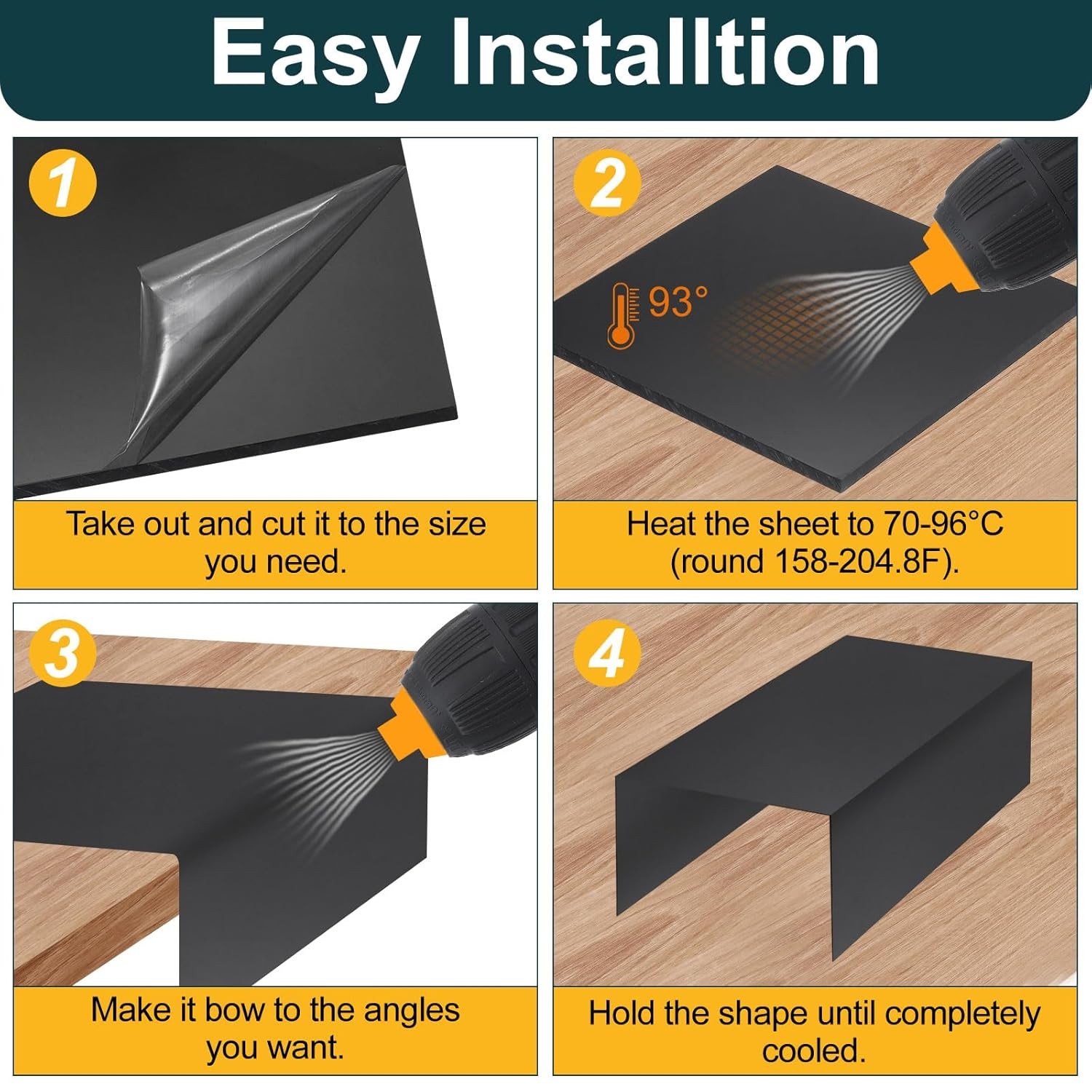 4 Pack ABS Plastic Sheet, 0.02″ Thick 8″x12″ Flexible Hard Plastic Sheet, Heat M