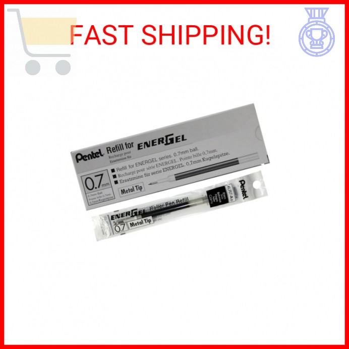 Pentel Refill Ink for EnerGel Liquid Gel Pen, (0.7mm), Metal Tip, Black Ink, Box