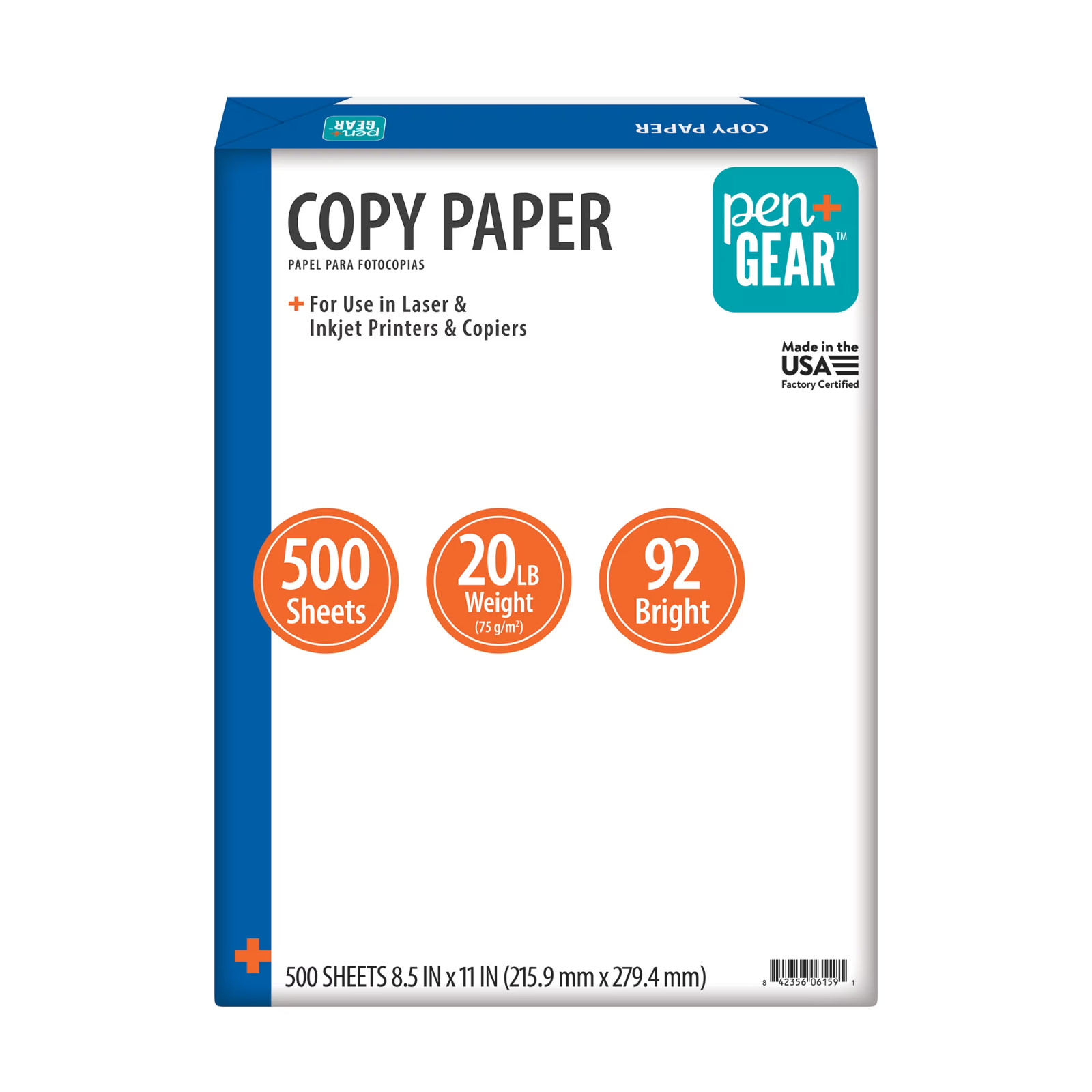 Pen + Gear Copy Paper, 8.5″ x 11″, 92 Bright, White, 20 lb., 1 Ream (500 Sheets)