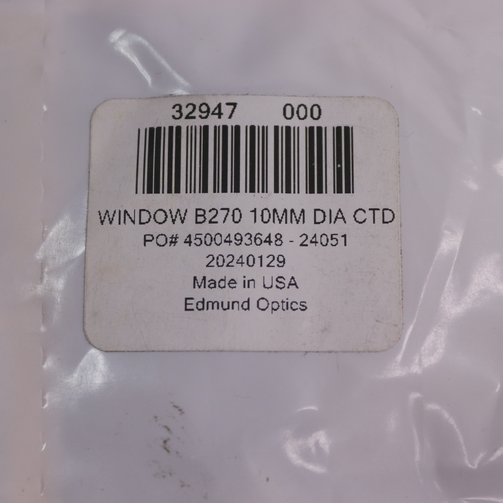 EO Edmund Protective Window Uncoated 10mm Diameter 32947