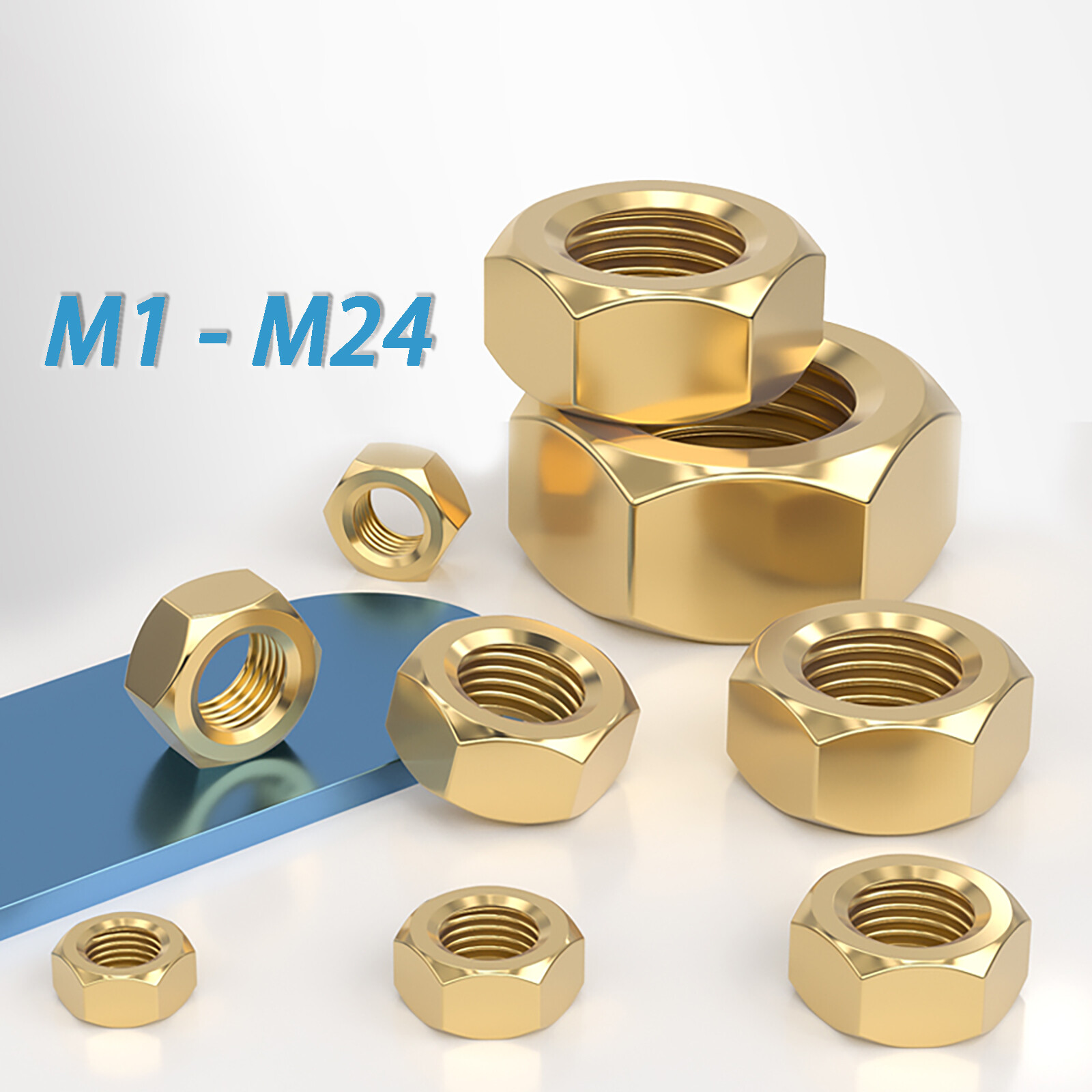 Brass M2 M3 M4 M5 M6 M8 M10 Hex Full Nuts Din 934 Hexagon Nuts