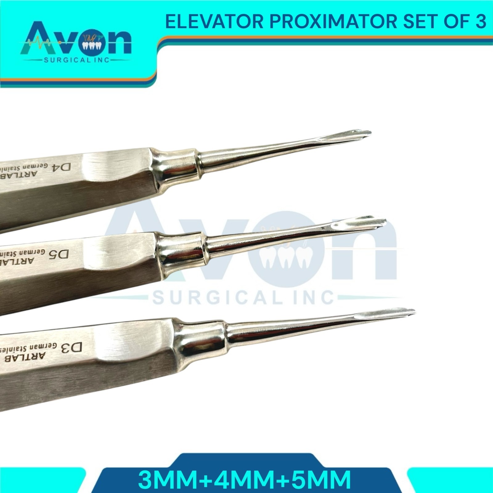 GERMAN 3 LUXATING PERIOTOMES DENTAL ATRAUMATIC EXTRACTING ELEVATORS 3MM 4MM 5MM
