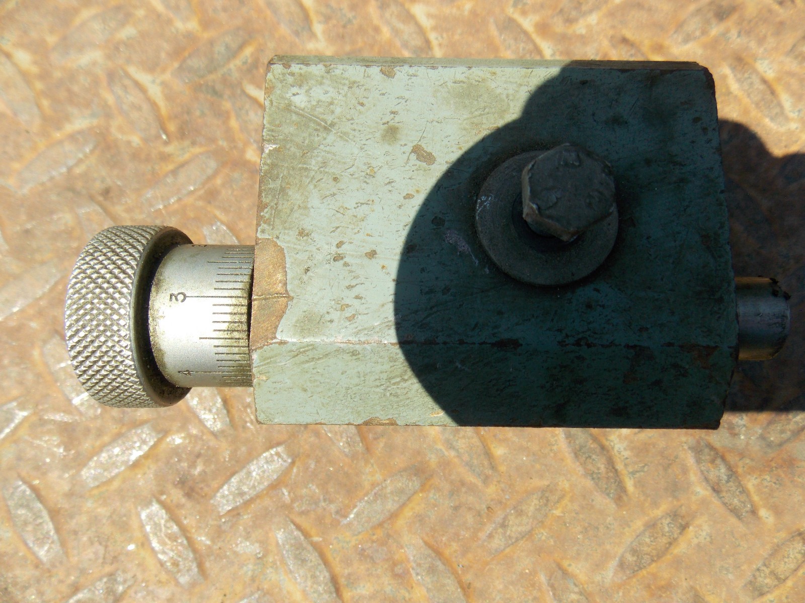 LATHE CARRIAGE STOP WITH MICROMETER large lathe brand unknown MAYBE GRIZZLY