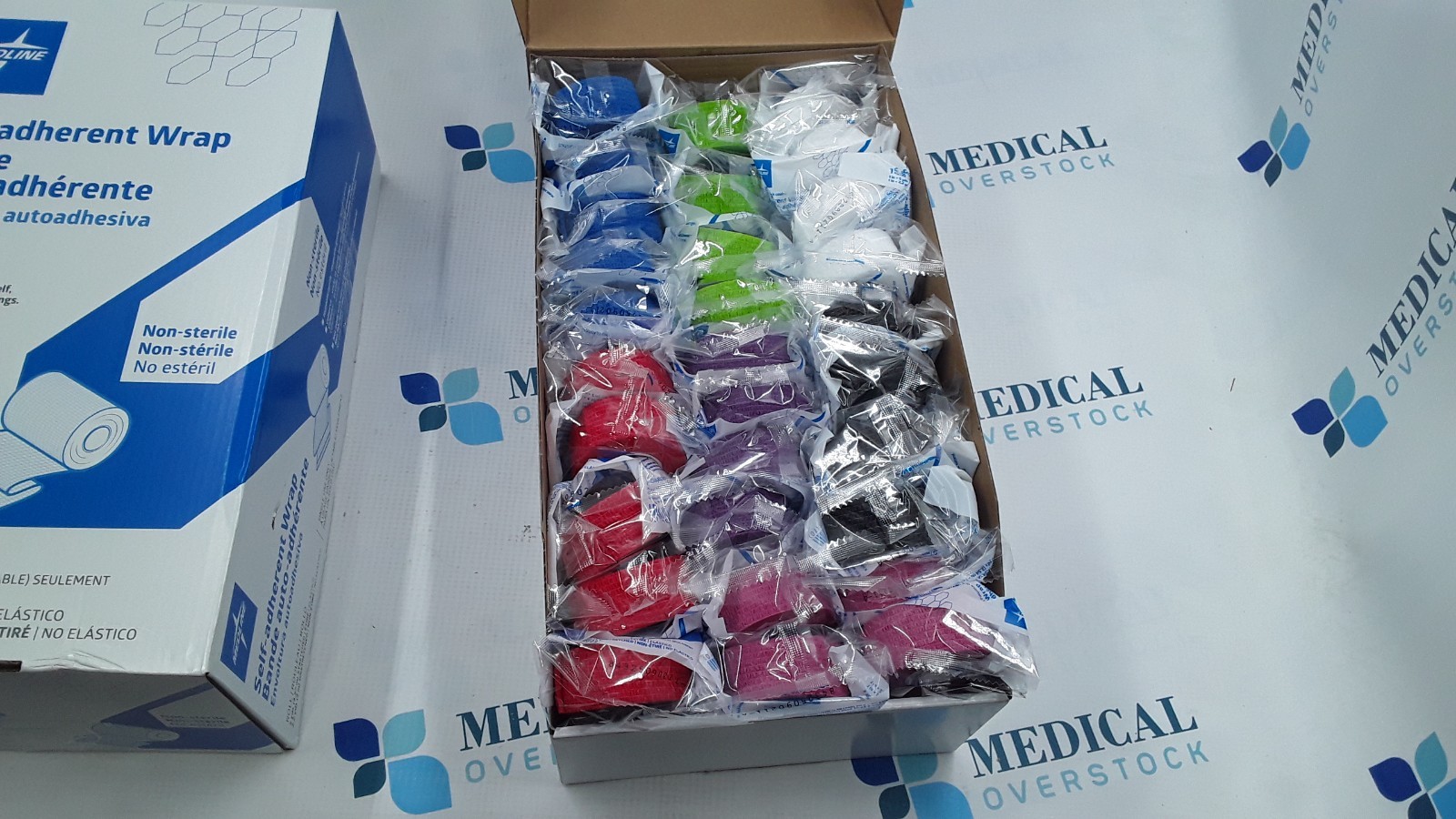 Medline Self Adherent Wrap Color Pack PRM088001CP 1in Case of 30 Lot of 2 Cases