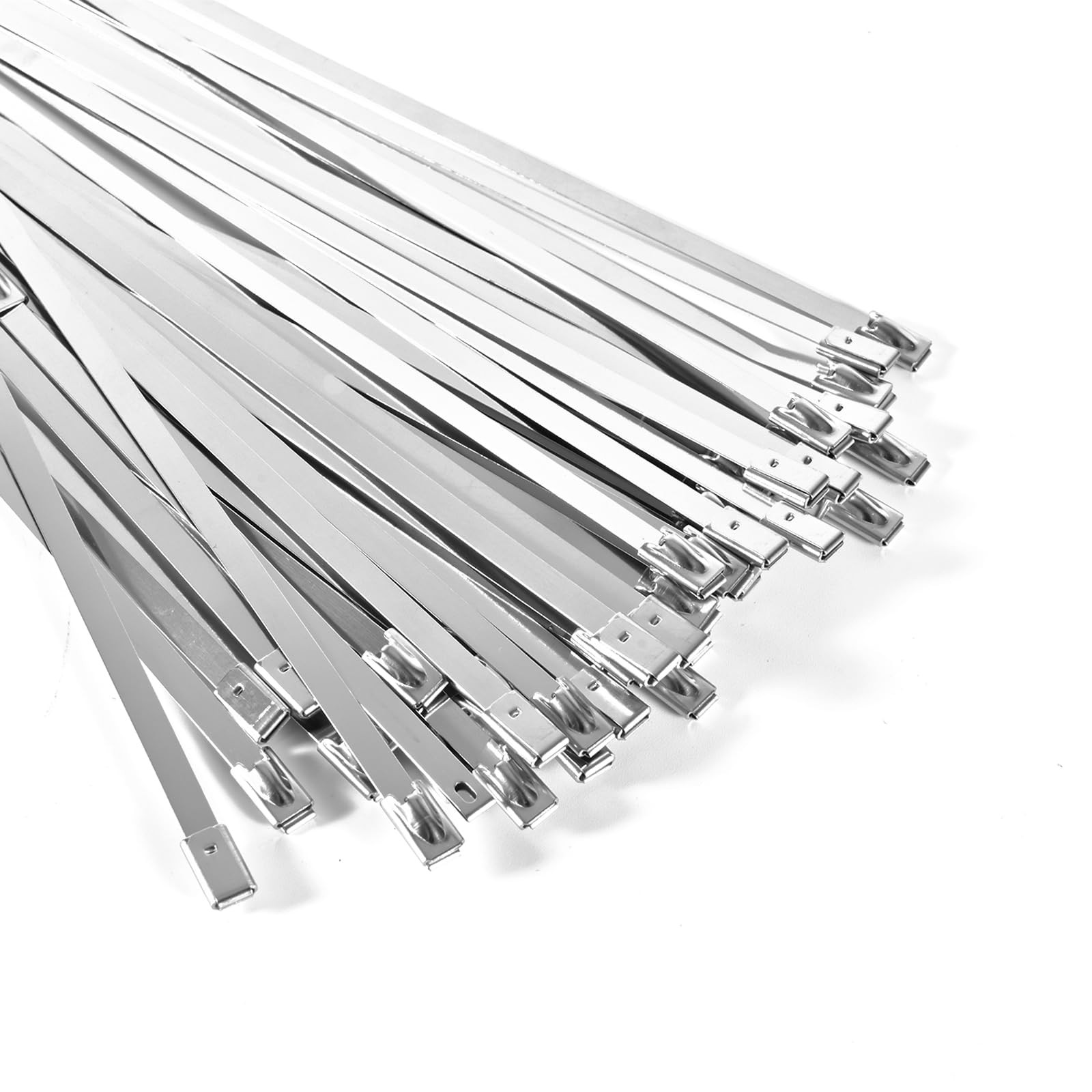 100-Pack Metal Zip Ties 11.8 inch, Heavy Duty 304 Stainless Steel Self-Locking C