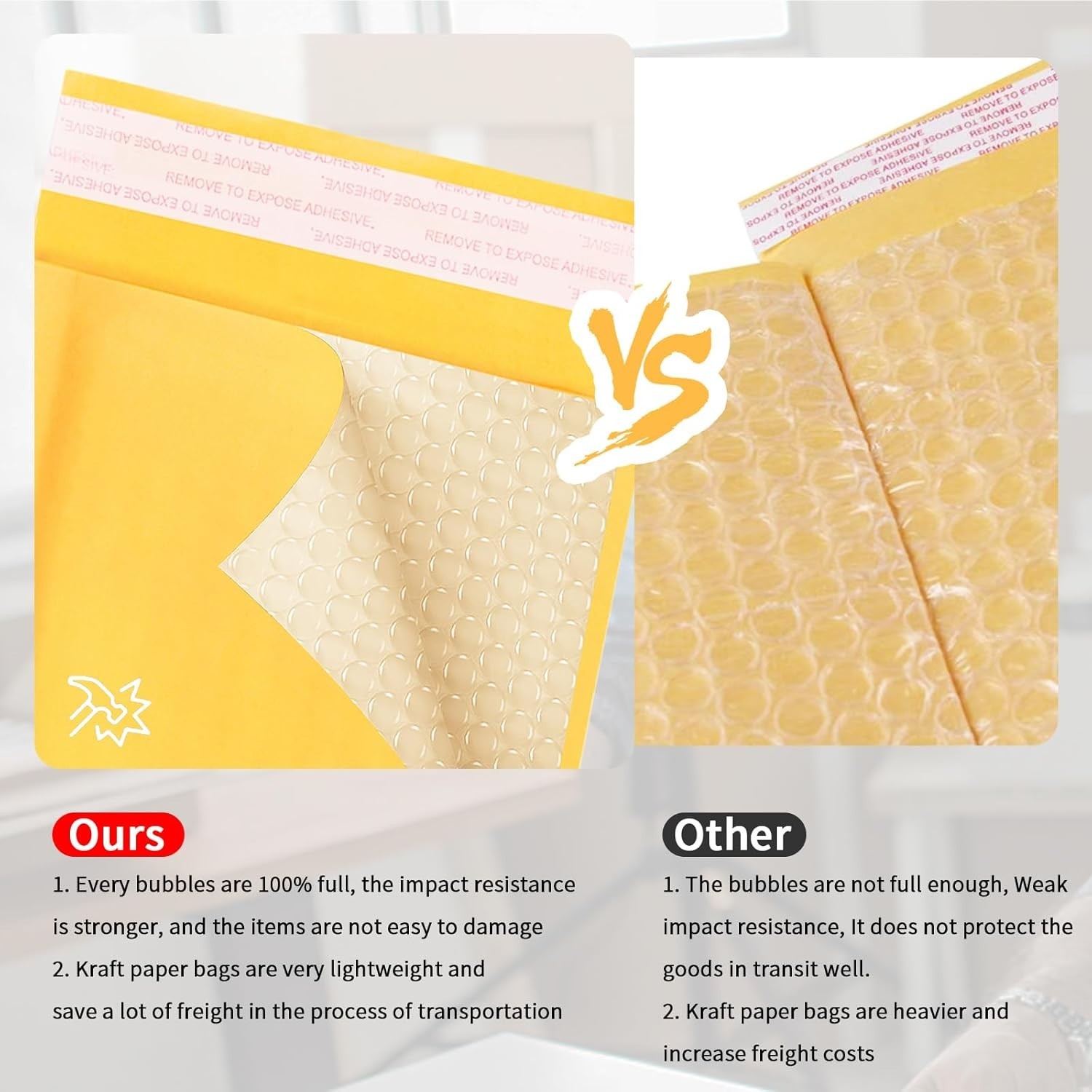 Kraft Bubble Mailers 4x7inch 100Pack Yellow Self-Seal Padded Envelopes Bubble…