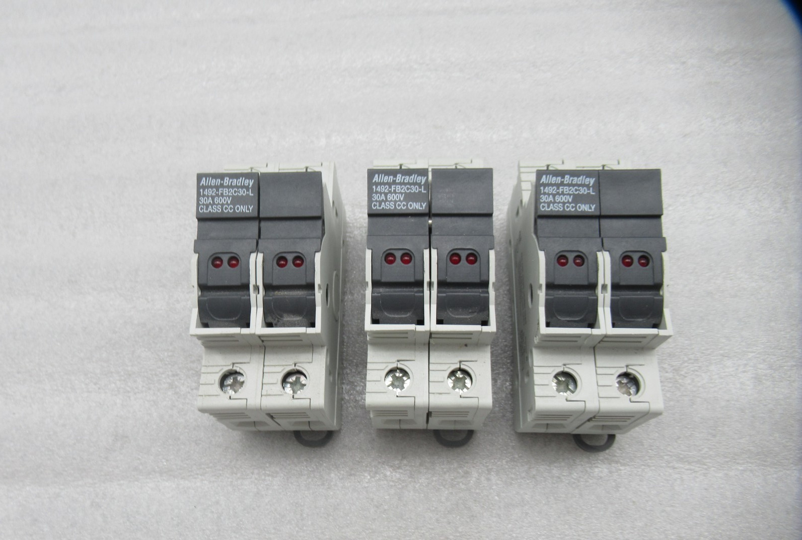 Lot of 3- Allen Bradley 1492-FB2C30-L Fuse Holder , 30 A, 600V, Class CC New OS