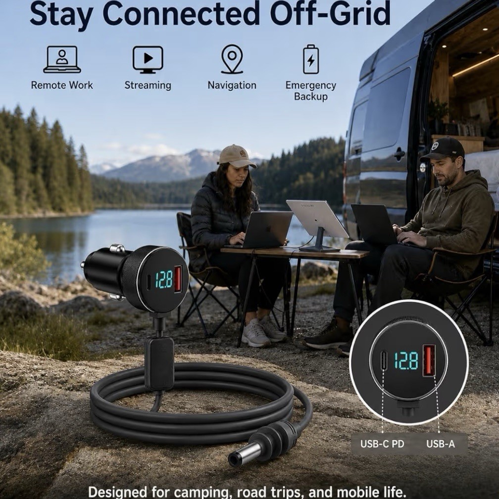 Starlink Mini Car Charger Power Adapter 12V/24V to 30V DC + USB-C PD 10FT Cable