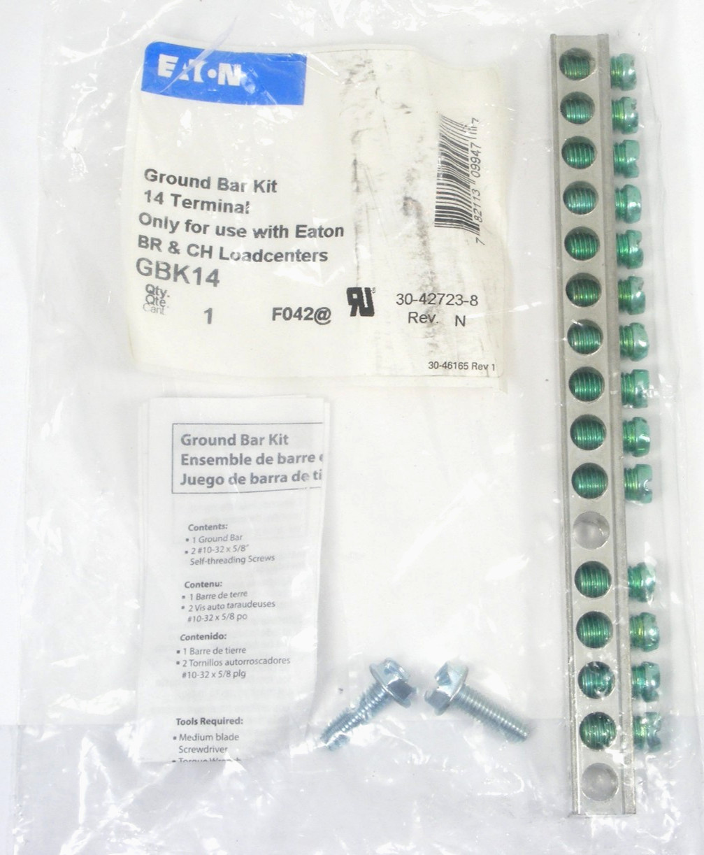 NEW SEALED Eaton Cutler-Hammer GBK14 Ground Bar Kit, 14-Terminal, 14-4 AWG Cu/Al