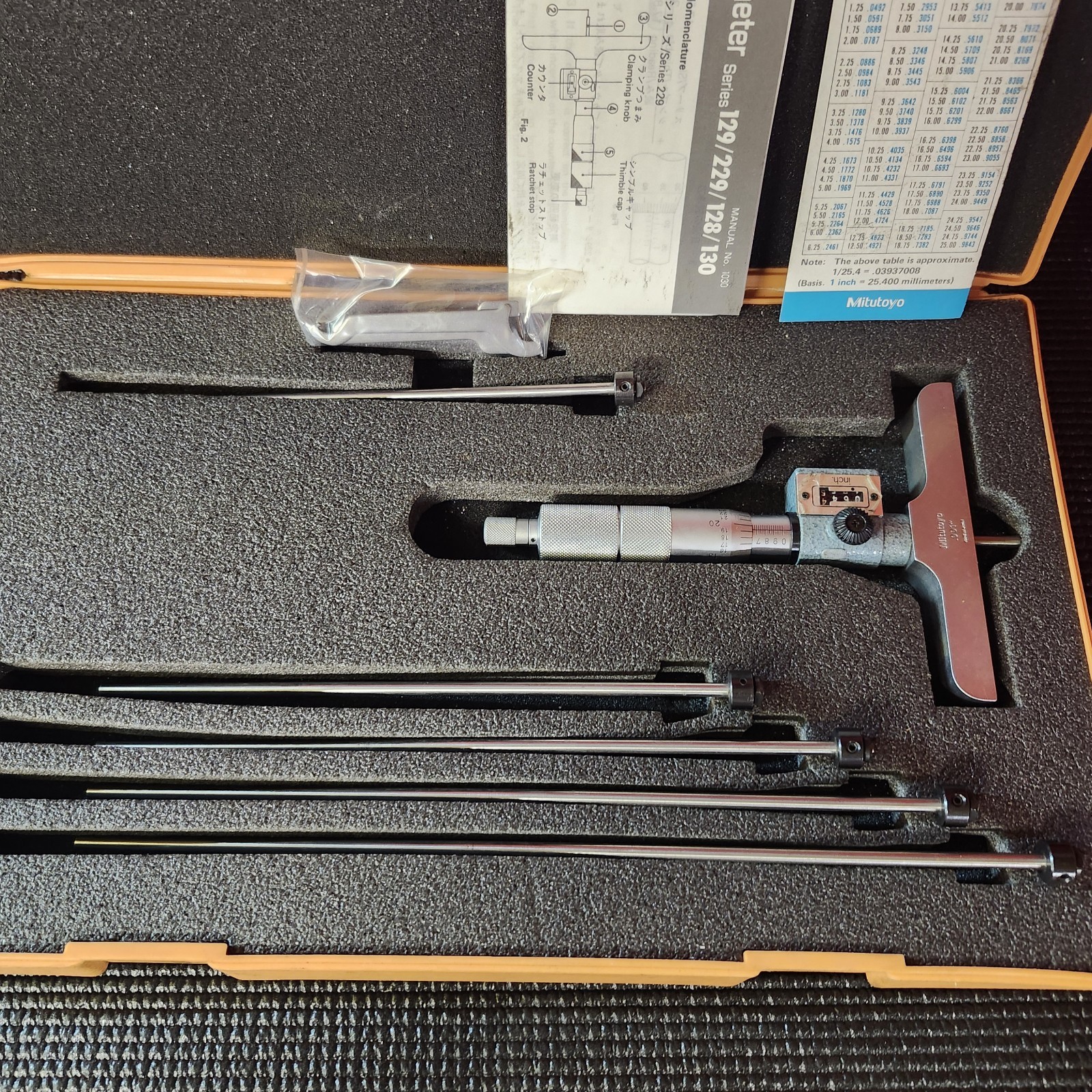 Mitutoyo Depth Gage Micrometer Kit DMC4-6″K 229-132 Great Condition With Box