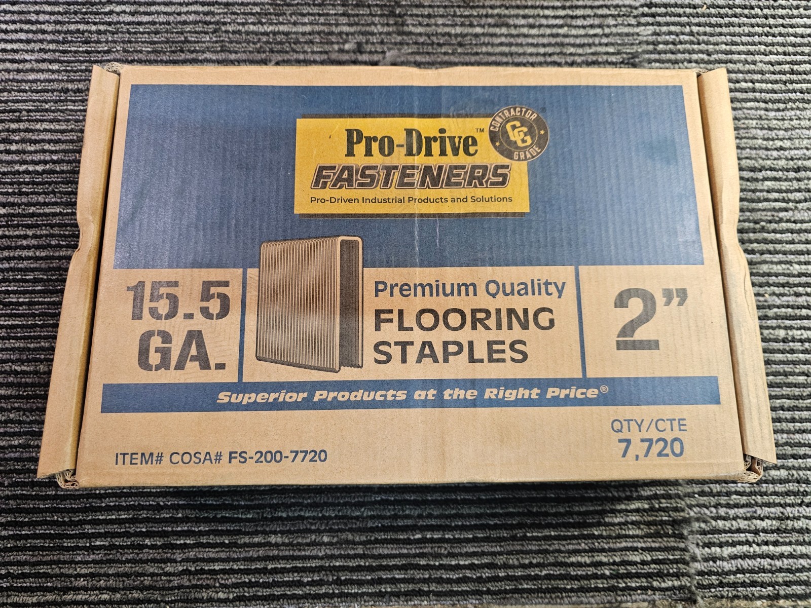 (QTY 7,720) Pro-Drive FS-200-7720 Fasteners 15.5-Gauge Hardwood Flooring Staples