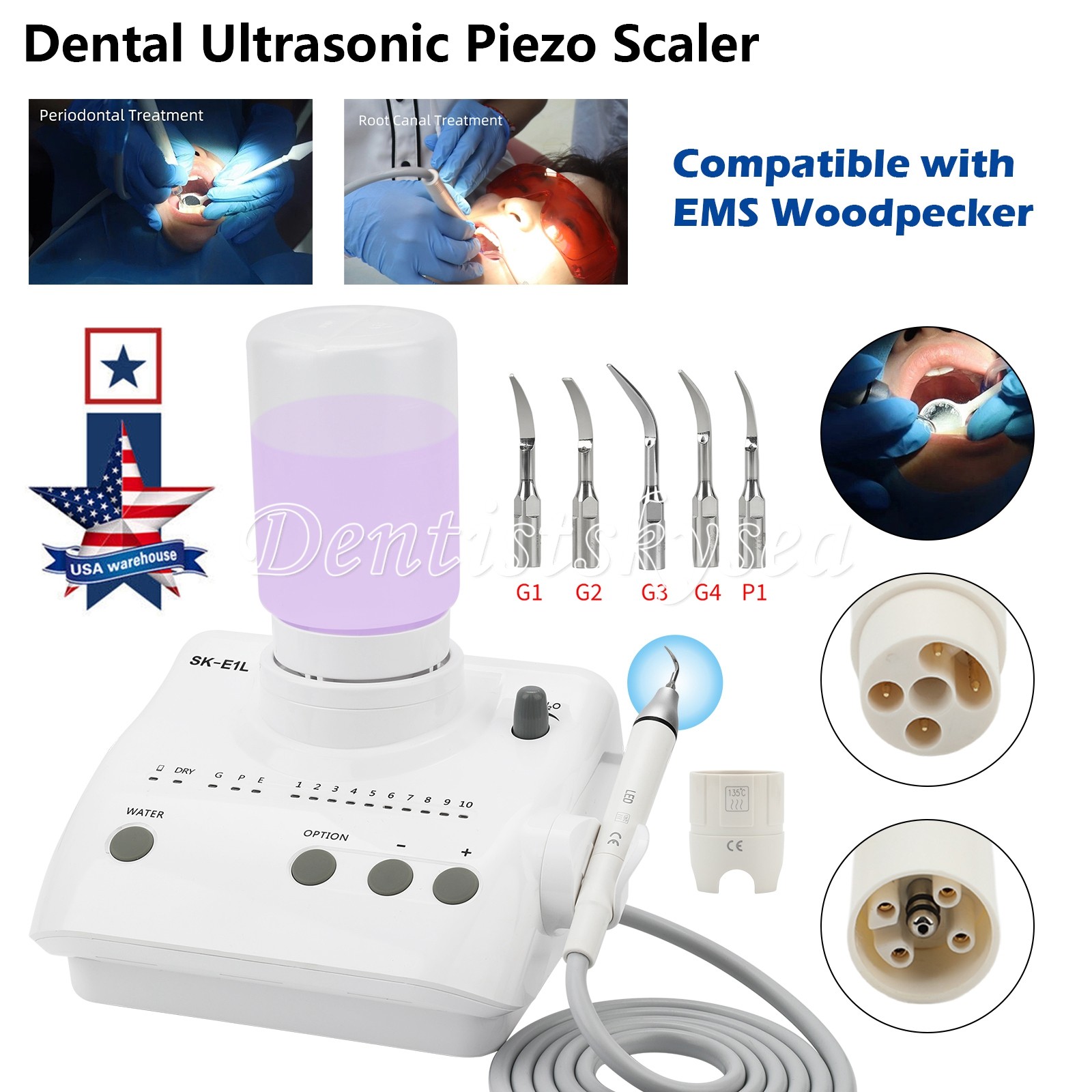 LED Ultrasonic Dental Scaler Household Pet Cleaning Set 2* Bottle and 5*tips