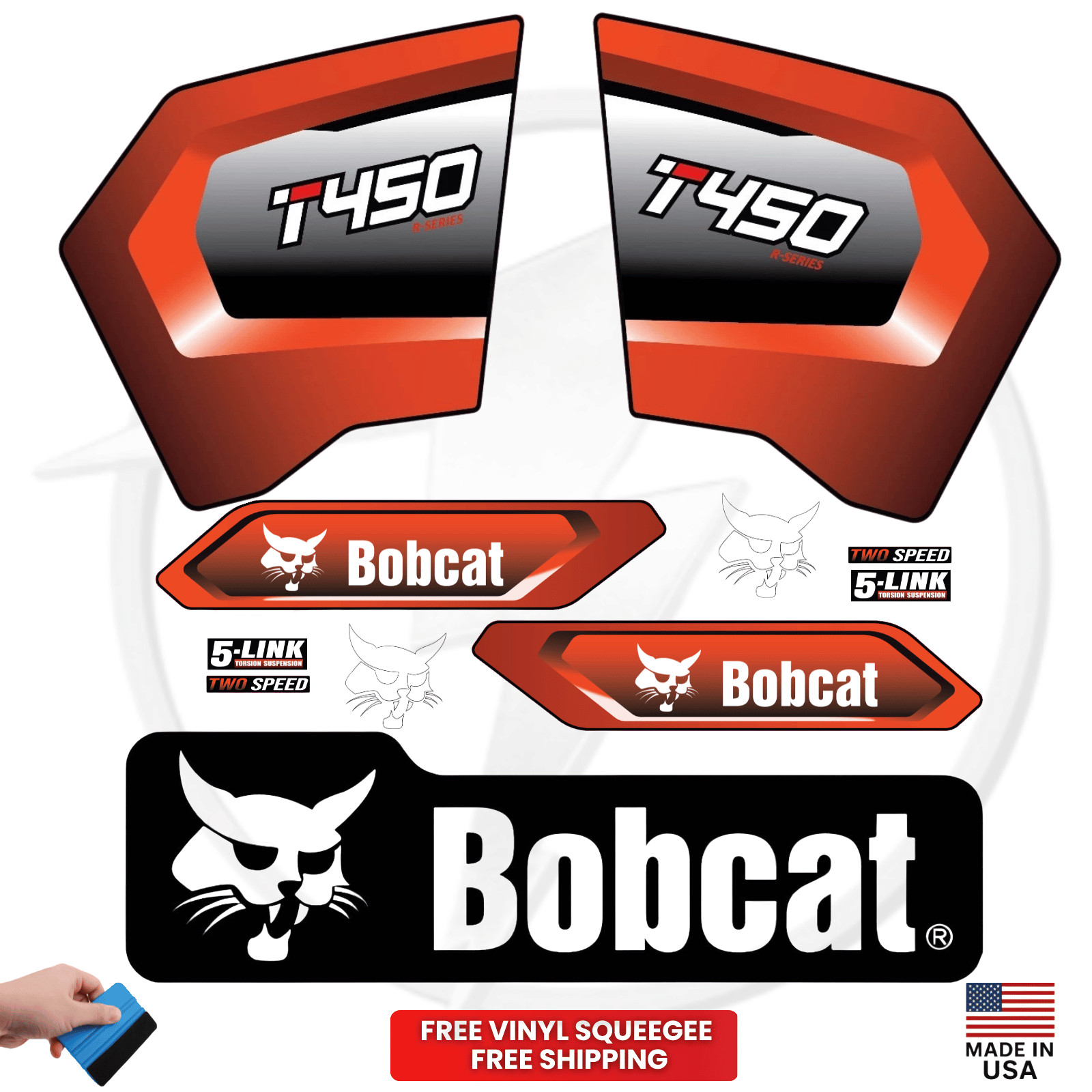 Fits Bobcat T450 Main Decals Skid Steer Stickers – Free Shipping – 3M Vinyl