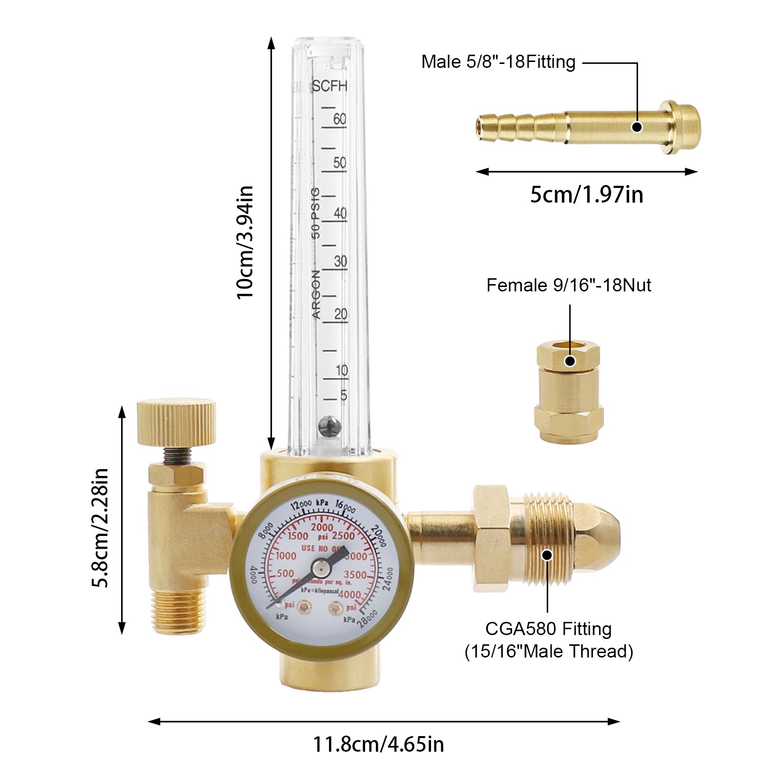 Mig Tig Flow Meter Regulator Argon CO2 Gas Welder Welding Weld Regulator Gauge