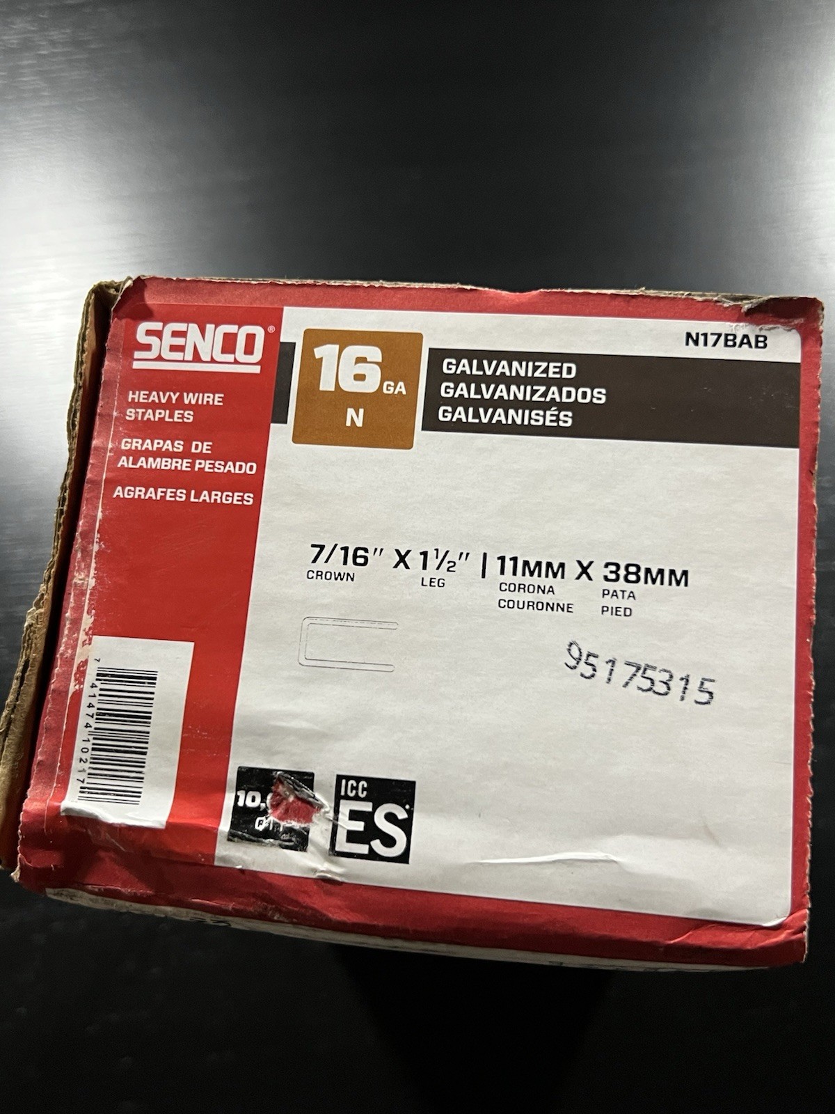 Senco 7/16″ Crown 1-1/2″ Leg 16 Ga Galvanized Sencote N17BAB