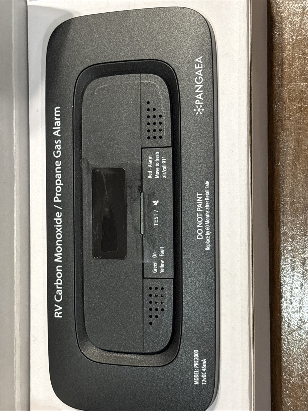 Pangaea Digital RV Carbon Monoxide/Propane Detector Hardwired DC 12V, Large LCD