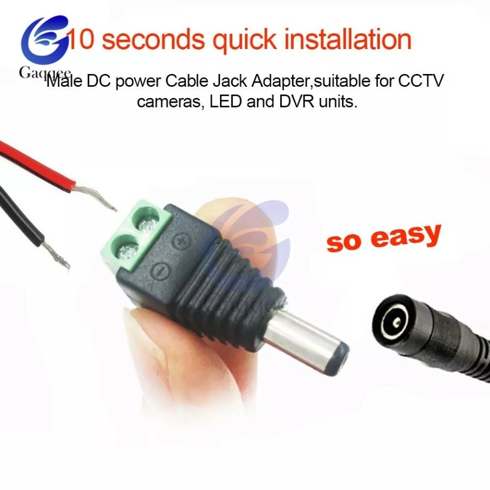 2pcs 5.5mm x 2.1mm Female Male DC Power Plug Jack Socket Adapter for LED Strips
