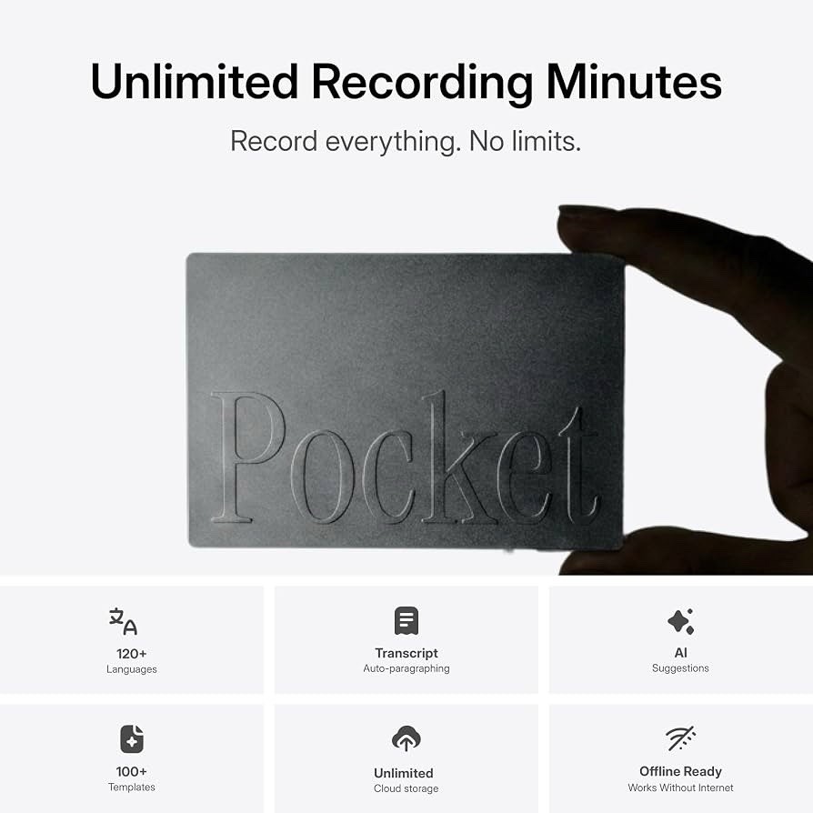 Pocket Al Voice Recorder & Smart Assistant – Auto Transcription, Summaries & Act
