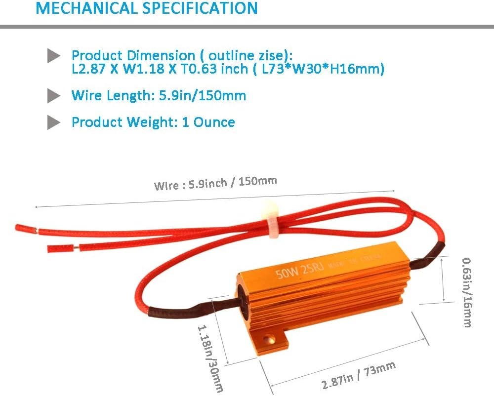 50 Watt 25 Ohm Wirewound Resistor Aluminum Case Chassis Mount 50W 25 Ohm Wire…