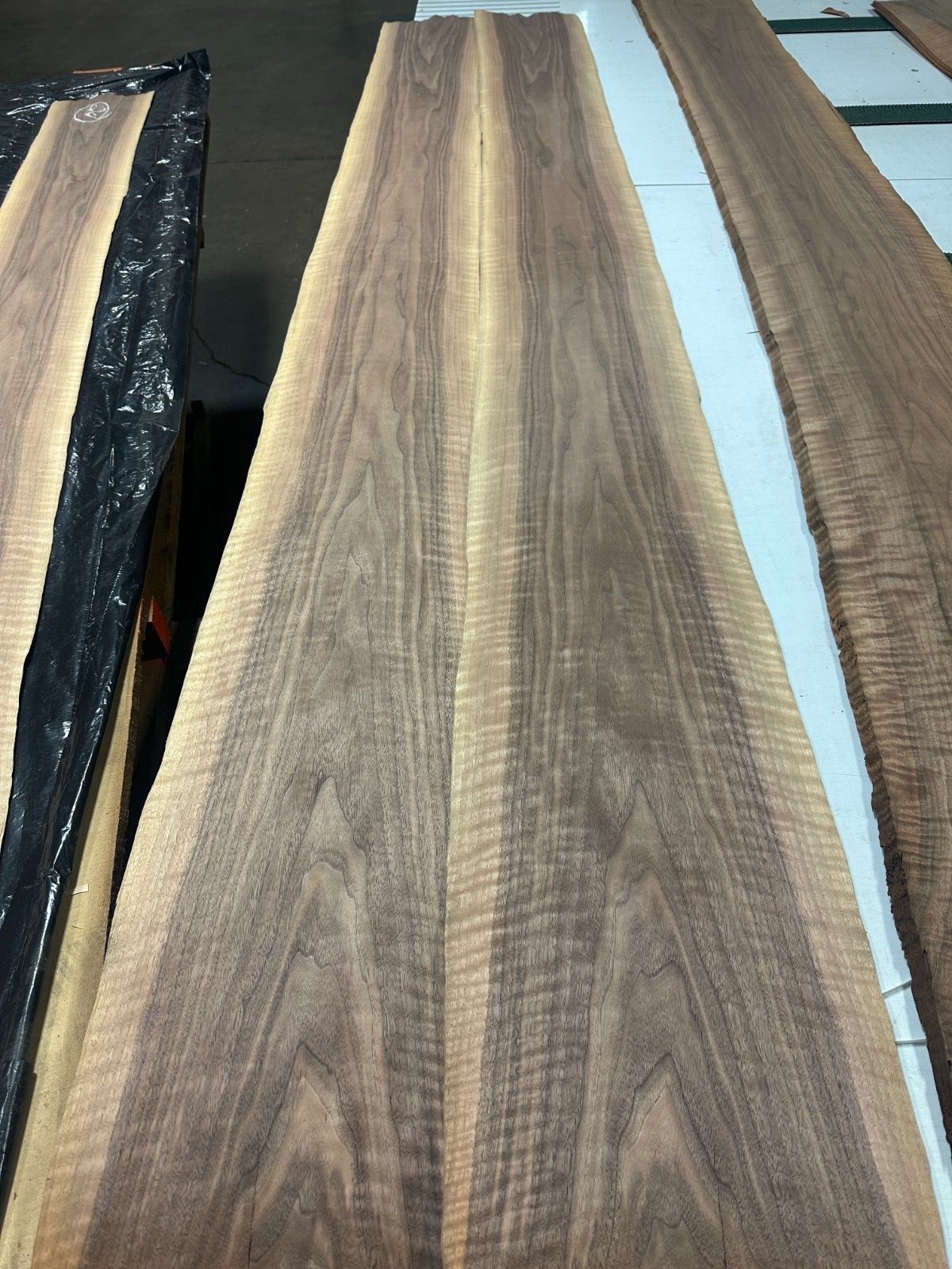 Figured Walnut Raw Wood Veneer 2 sheets 109» x 10» 916A