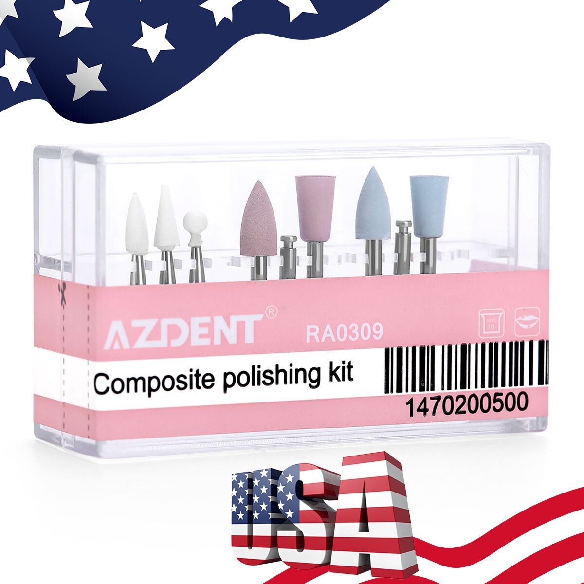 Dental Low Speed Contra Angle 1:1 Handpiece +9Pc Composite Polishing kit RA 0309