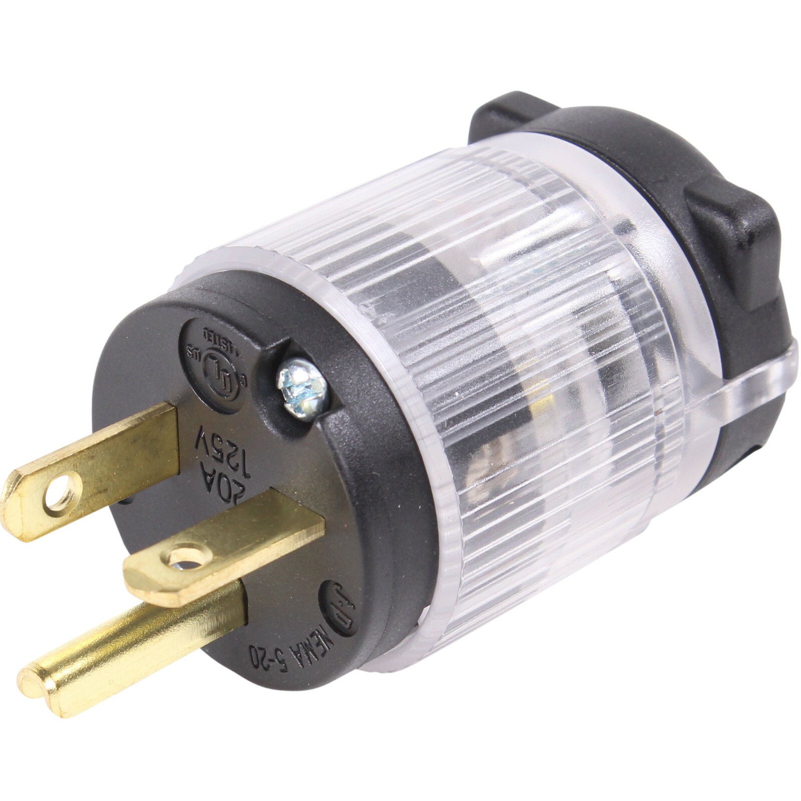 Lighted Male 520-PV-LIT Power Cord Repair 20 Amp 5-20P Straight Blade Plug 125V