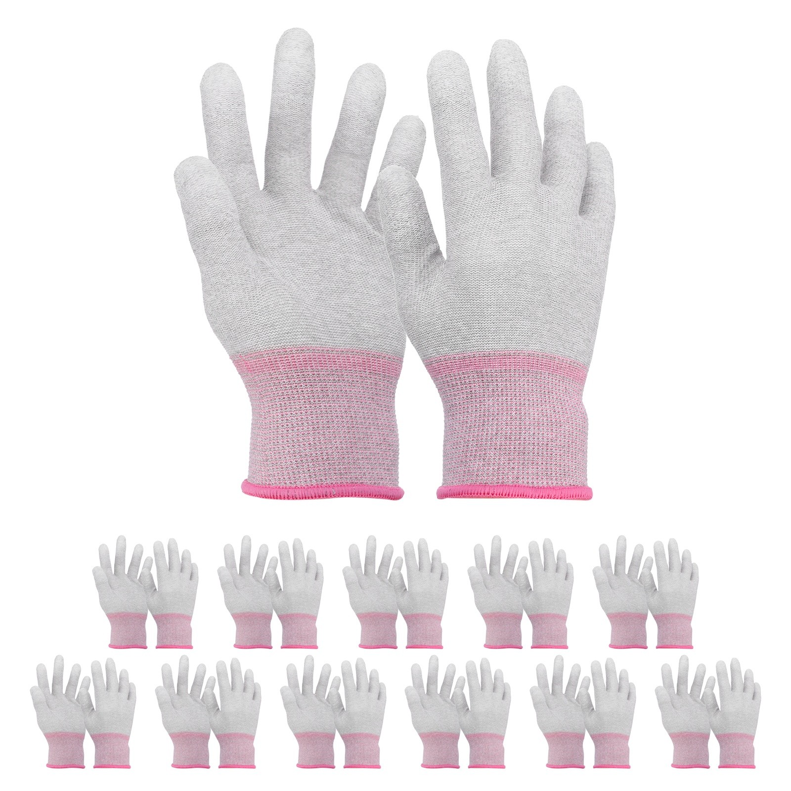 12Set ESD Anti-Static Gloves Carbon Fiber Protective Glove,Small Size Pink