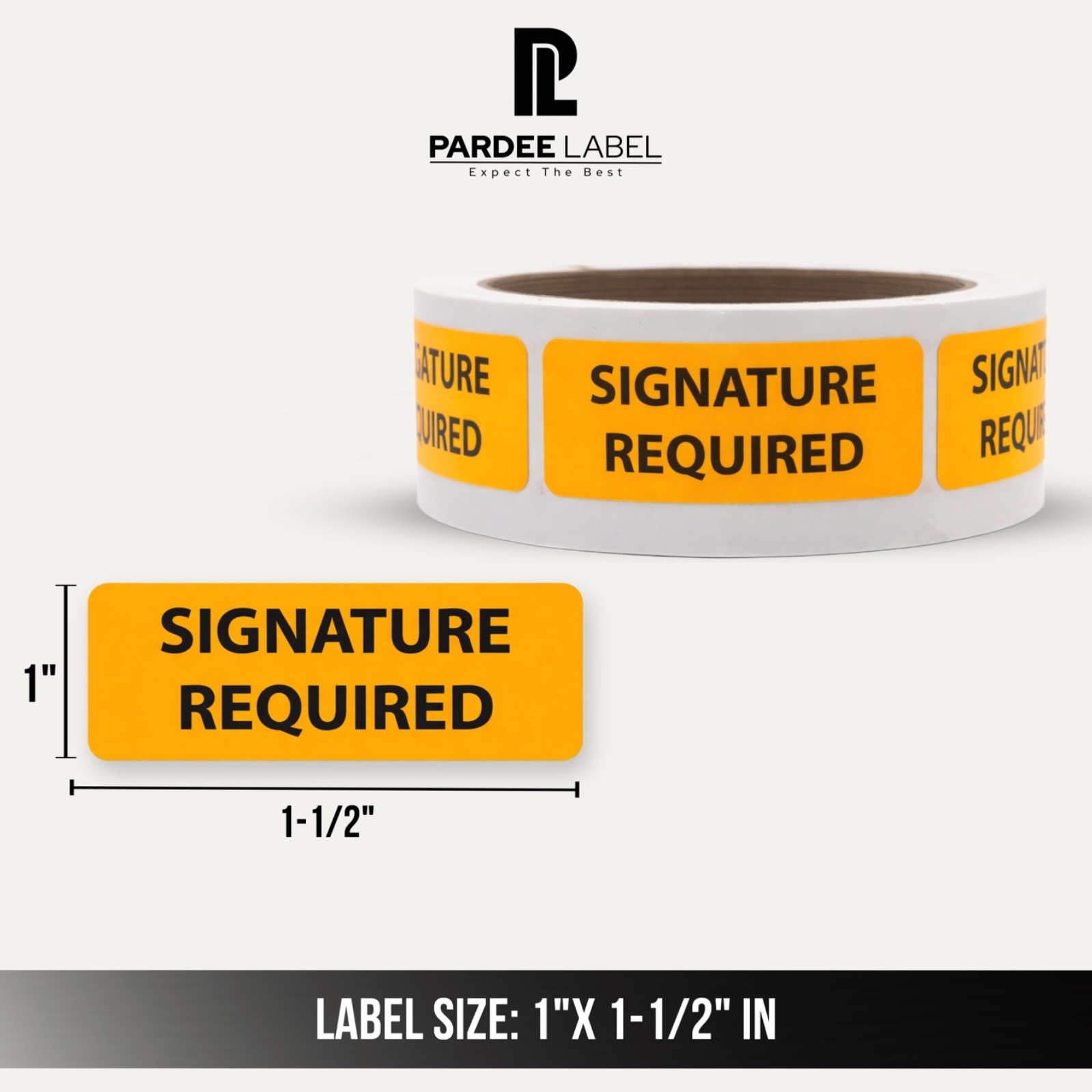 Signature Required Stickers Neon Orange 1×1-1/2″ in – 250 Labels/Roll
