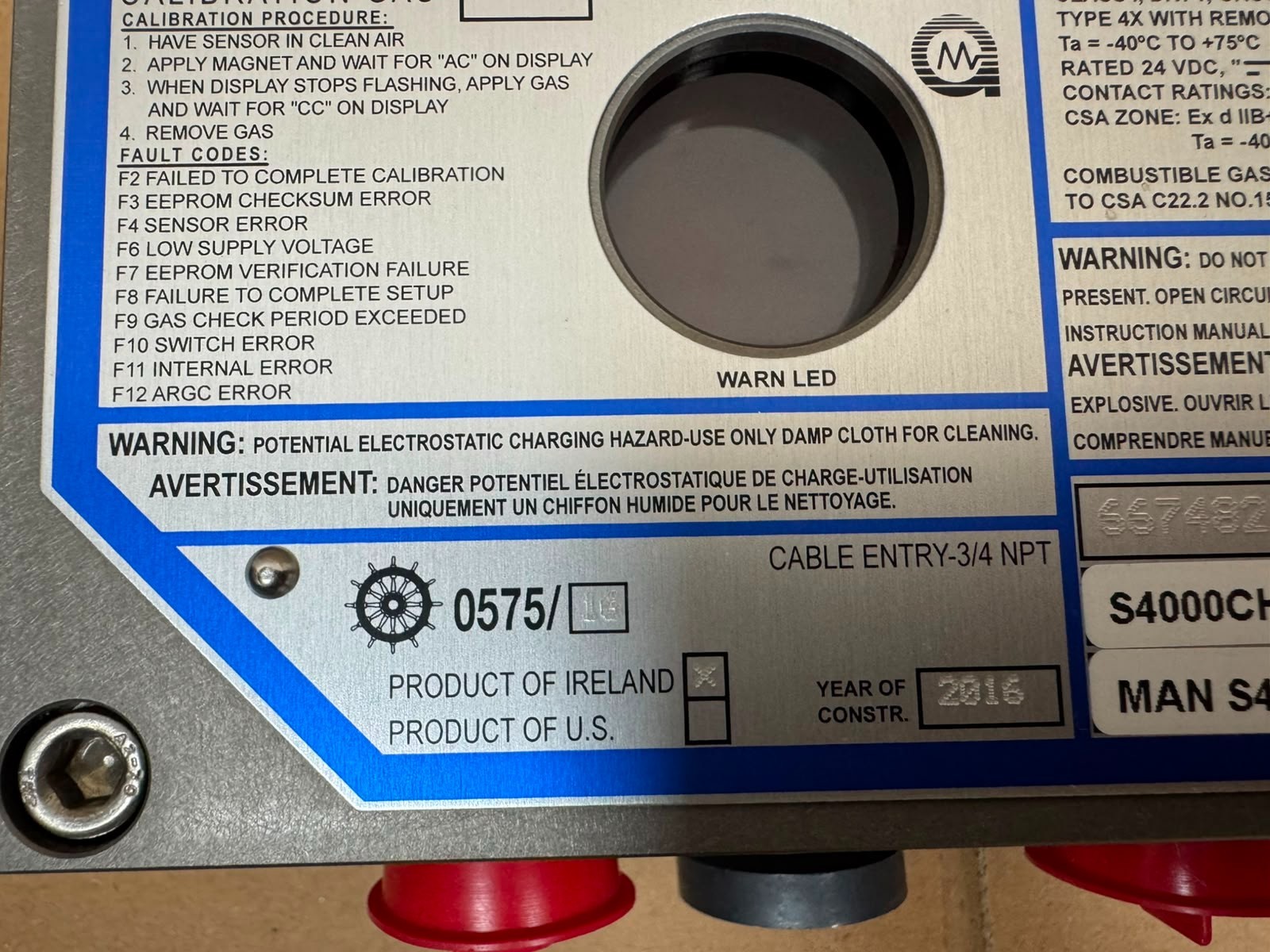 General Monitors / Intelligent Sensor, Combustible Gas / S4000CH / 32425-14