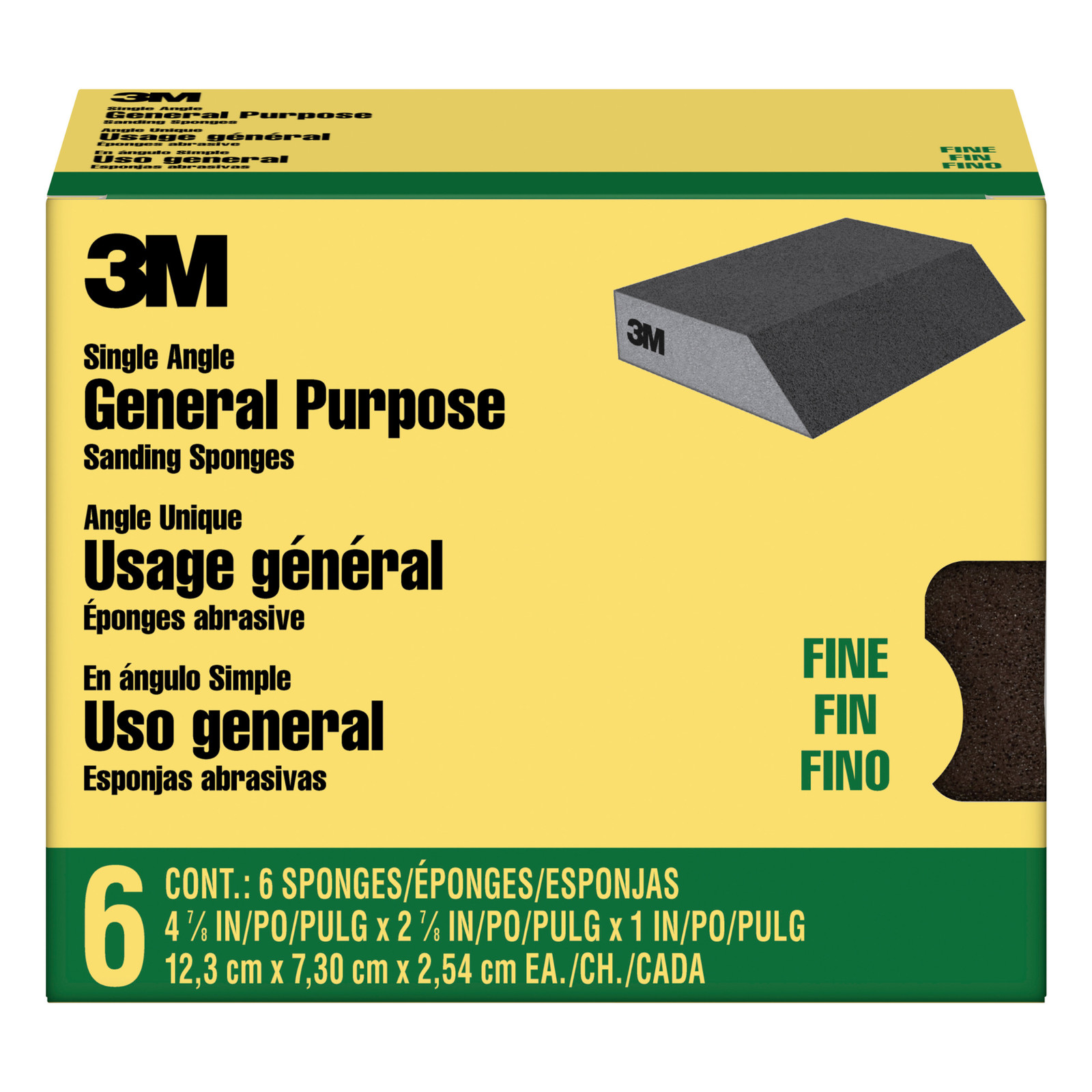 3M Single Angle General Purpose Sanding Sponge: 4-7/8 in. x 2-7/8 in. x 1 in. th