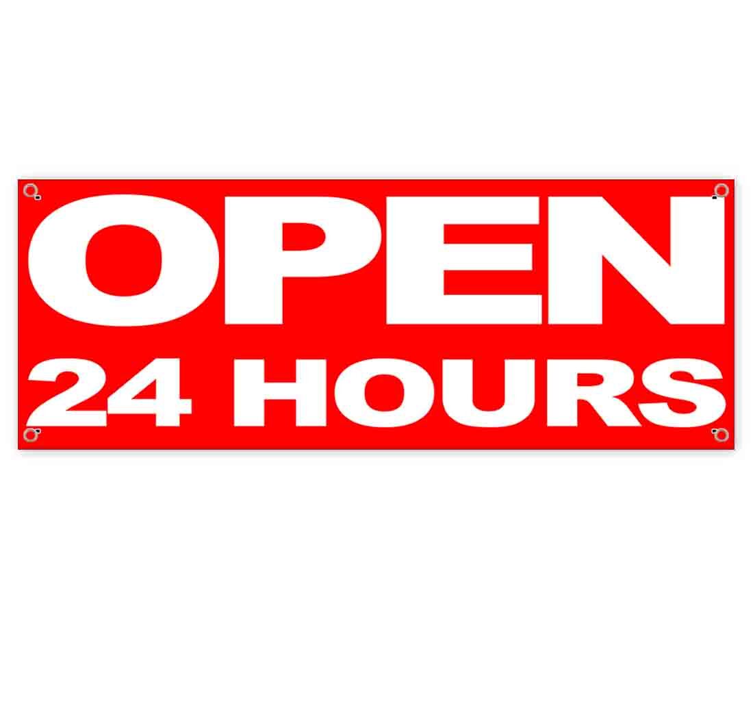 OPEN 24 HOURS CLEARANCE BANNER Advertising Vinyl Flag Sign INV