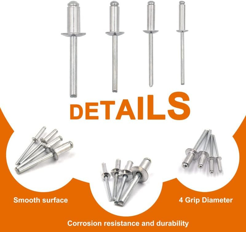 100Pcs 5/32″ X 3/8″ Aluminum Blind Rivets, 4 X 10Mm Pop Rivets, Pack of 100 (Sil