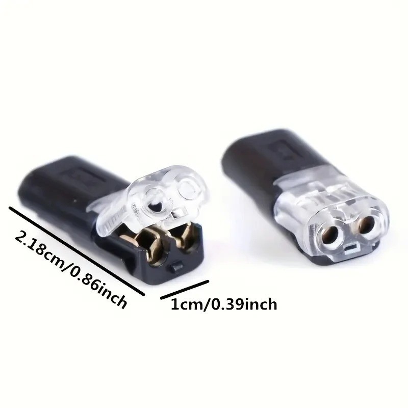 50Pcs H2 2-Pin Quick Connect Wire Connector Nylon Copper Terminal Block Low Volt