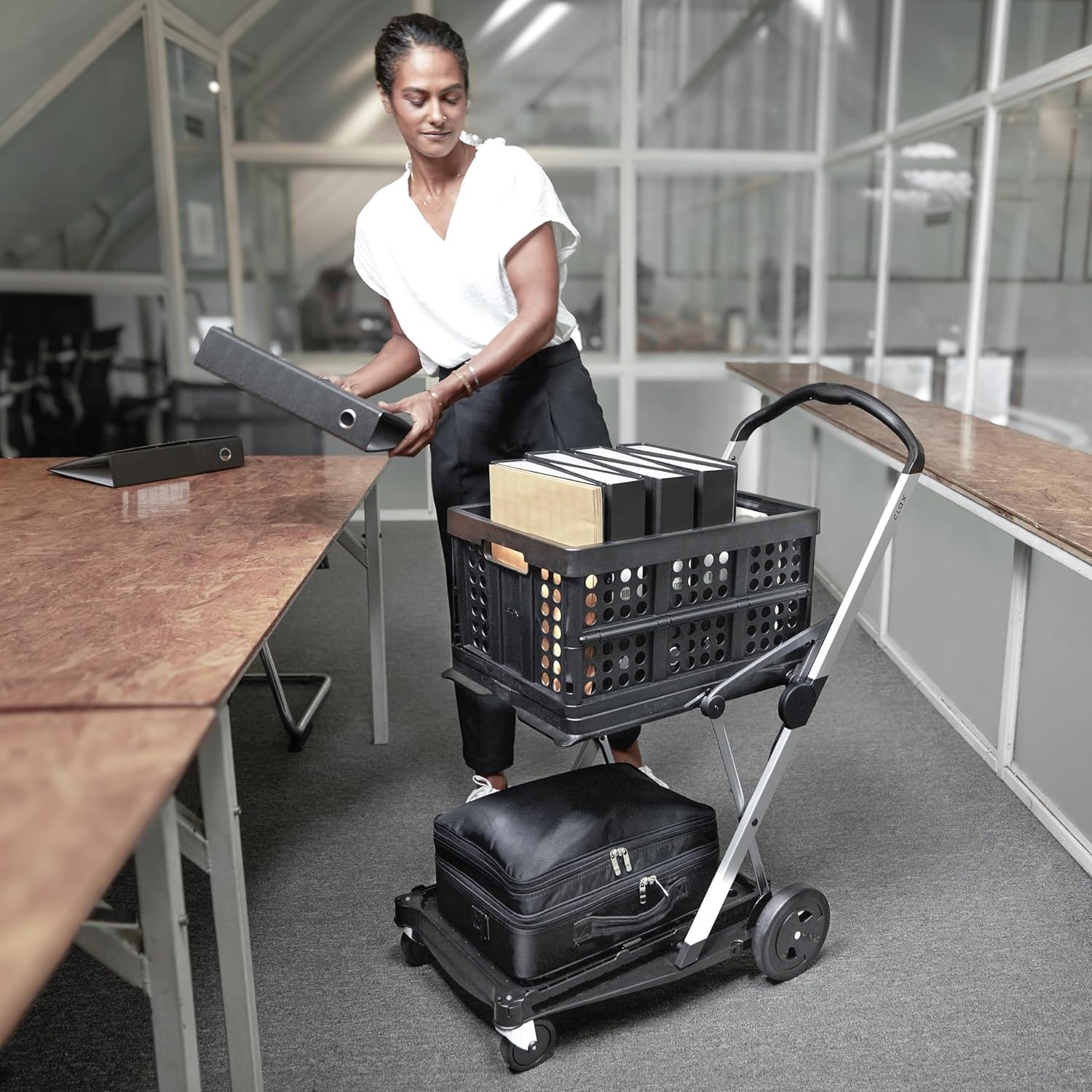 Compact Multi-Use Mobile Folding Trolley – Max 132 lbs | Black Shopping Carriage